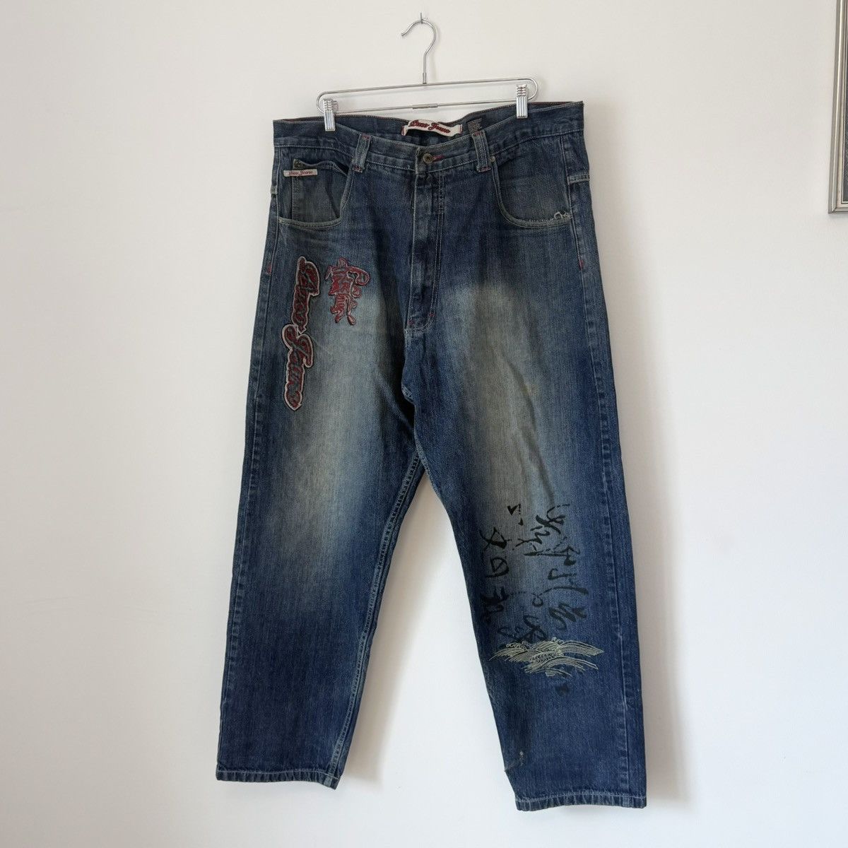 Vintage Vtg 2000s Paco Jeans Japanese Embroidered Faded Baggy Denim Size US 41 - 5 Thumbnail