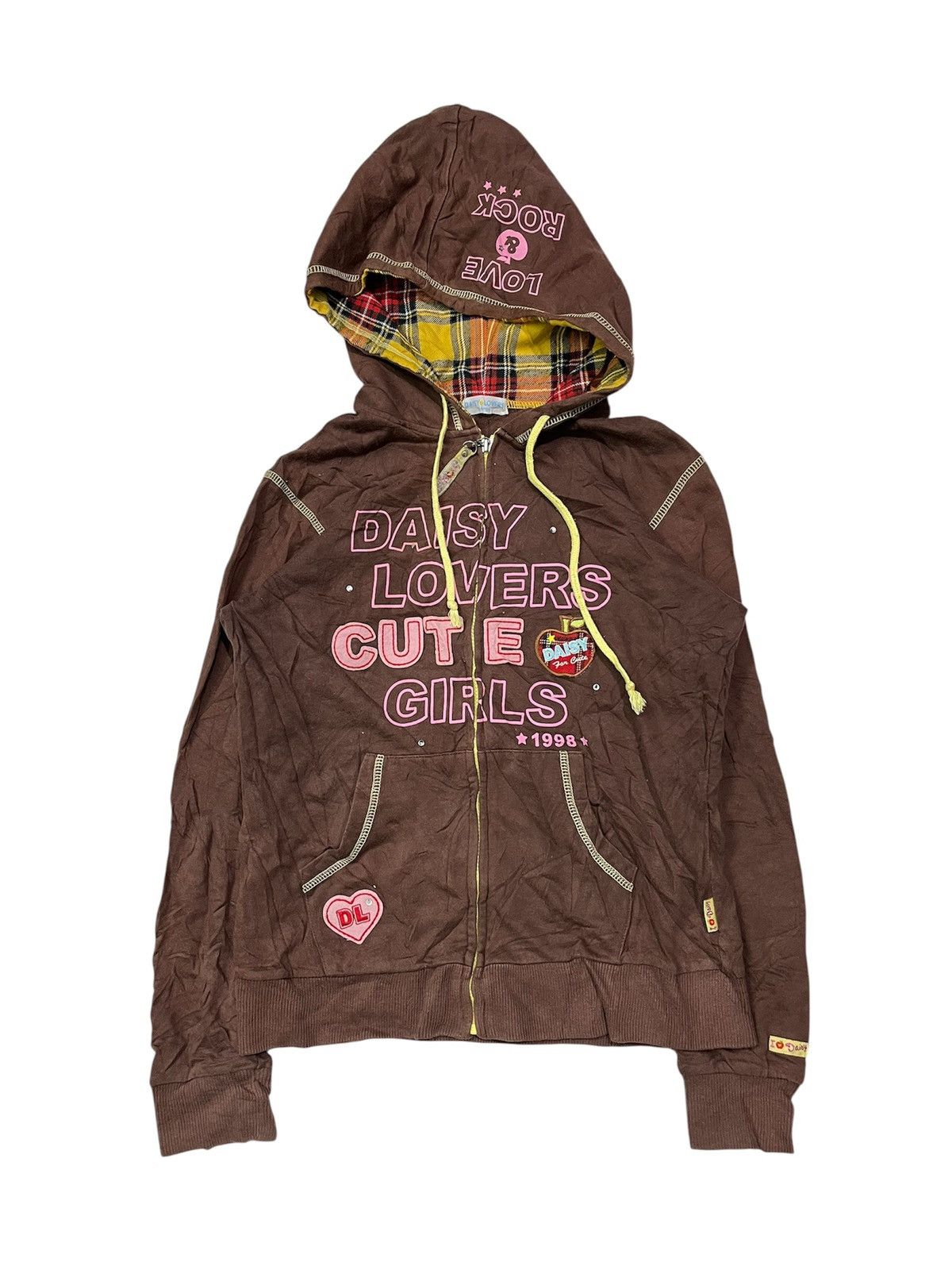 2000s Daisy lovers love rock glitter tartan hoodie