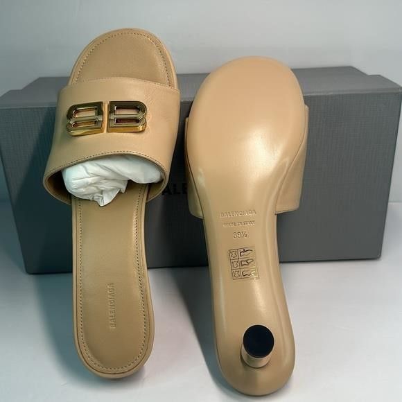 Balenciaga 💯- New Authentic Balenciaga Beige Groupie Leather Heels Size US 9 / IT 39 - 7 Thumbnail