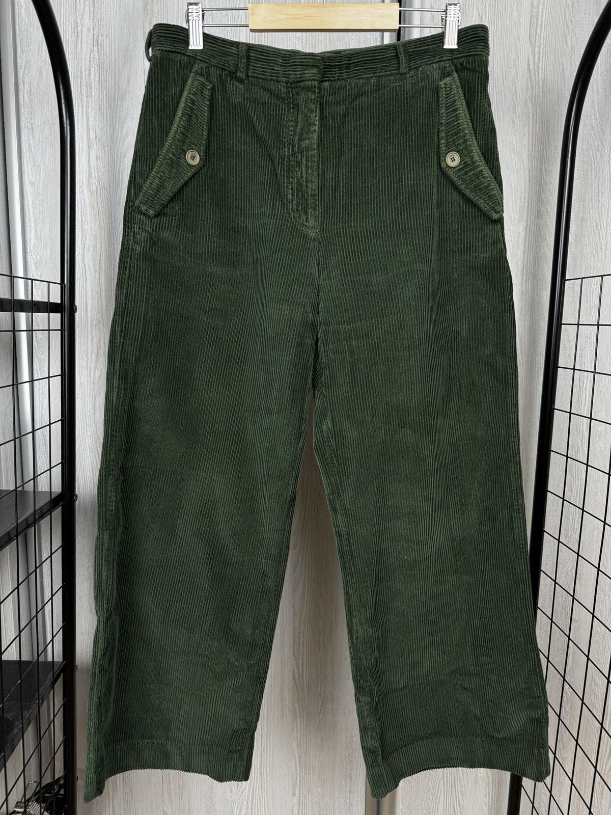 Kenzo Kenzo Khaki Flared Corduroy Wide Trousers Pants size 40 Size 28" / US 6 / IT 42 - 2 Thumbnail