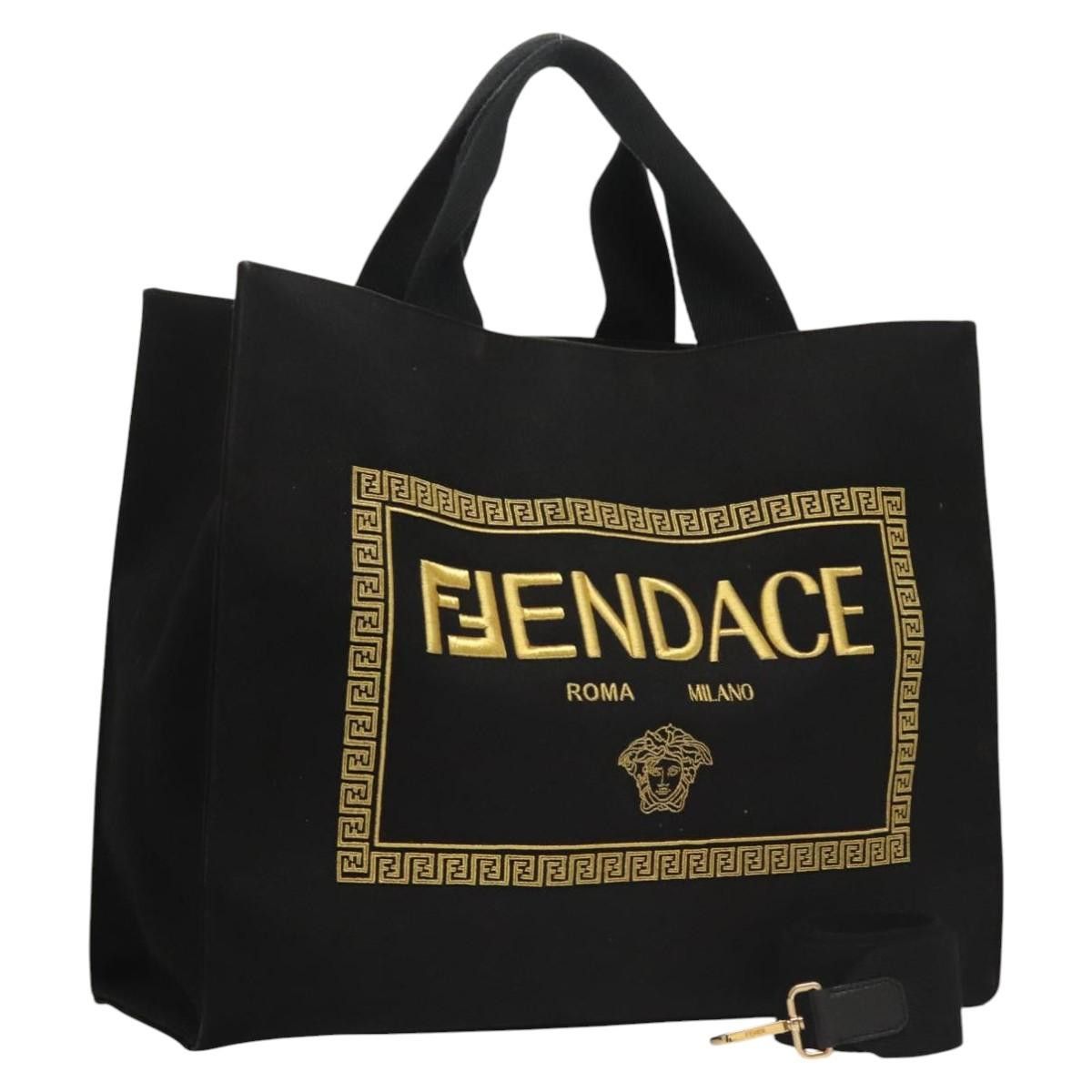 Fendi FENDI Versace Collaboration Fenderche Tote Bag Canvas Black Size ONE SIZE - 1 Thumbnail