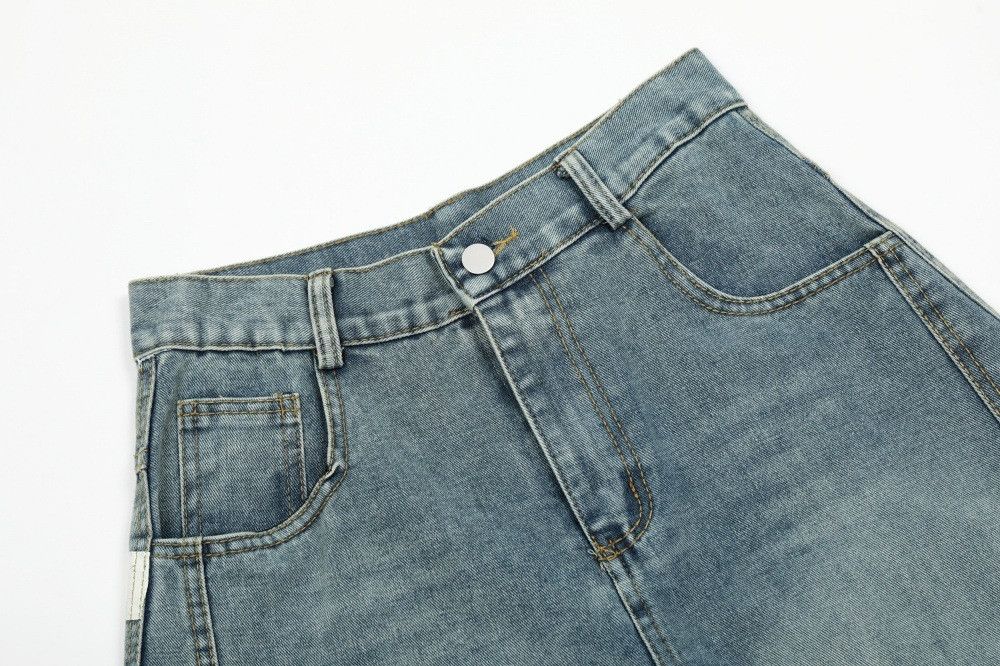 Jean Men's loose distressed washed letters printed scimitar jeans Size US 32 / EU 48 - 4 Thumbnail