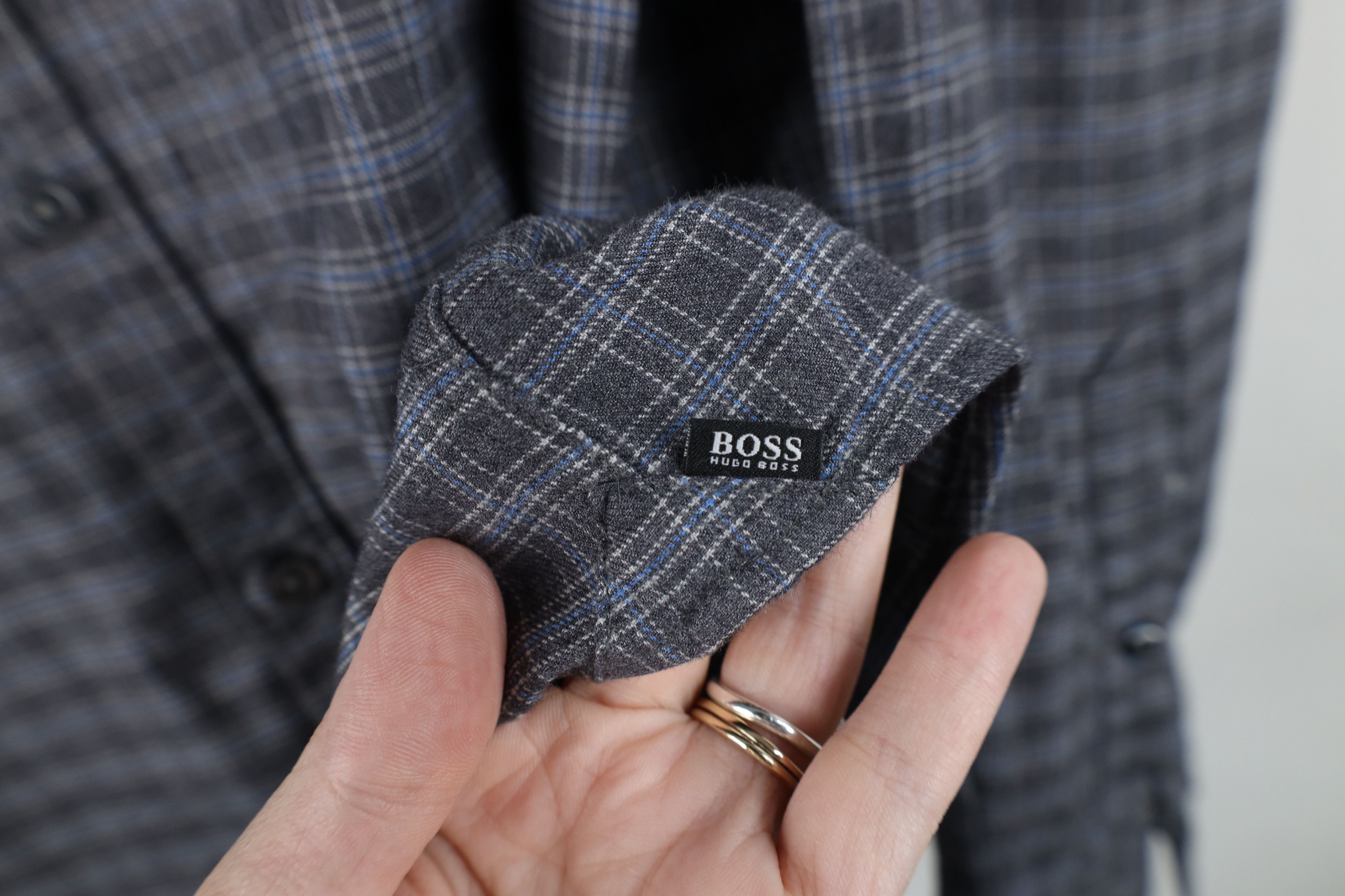 Hugo Boss Hugo Boss Regular Flannel Collared Button Shirt Gray Plaid Size US M / EU 48-50 / 2 - 4 Thumbnail