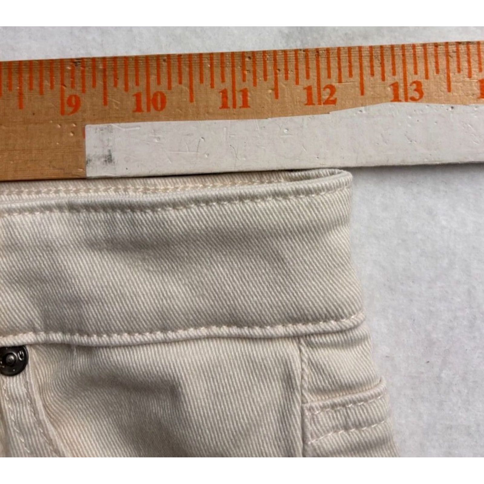 Vintage AG Mari High Rise Slim Straight Stretch Jeans Cream Women Size 23R Fits (24x29) Size 40" / US 18 - 5 Thumbnail