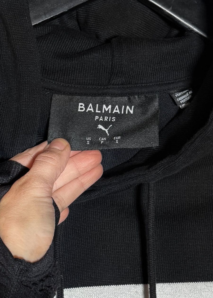 Balmain × Puma Balmain X Puma Black Striped Distressed Hoodie Sweater Size US S / EU 44-46 / 1 - 6 Thumbnail