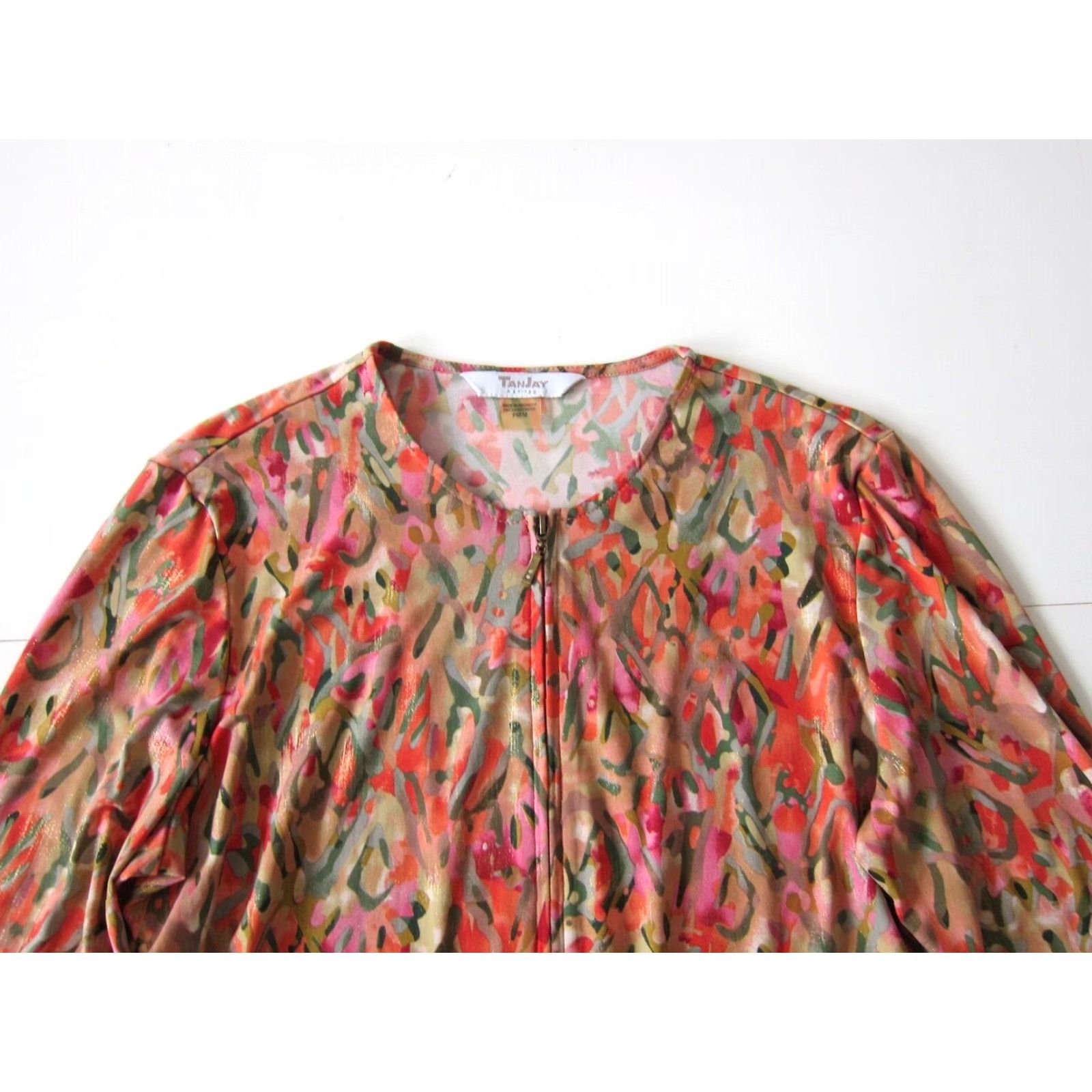 Pinko TanJay Pink Blouse Women Size PM Long Sleeve Crew Neck Zip Full Zipper Camouflage TanJay Pink Green Orange Size M / US 6-8 / IT 42-44 - 3 Thumbnail