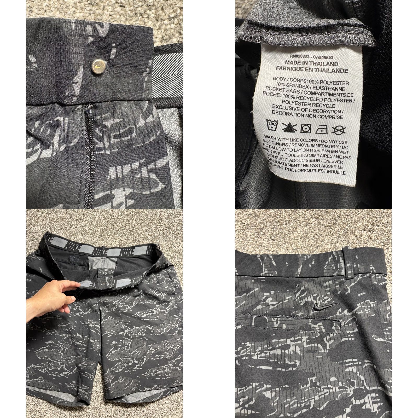 Nike Nike Golf Shorts Mens 40 Black Gray Camouflage Flex Dri-Fit BV0383 Camouflage, Regular, Pockets, Stretch, Chino, 9in Inseam, Polyester Spandex, Tee? Size US 40 / EU 56 - 8 Thumbnail