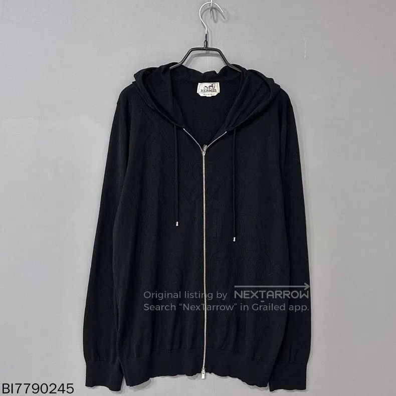 Hermes Hermes Black Silk Zip-Up Wool Sweater Size US XL / EU 56 / 4 - 1 Thumbnail