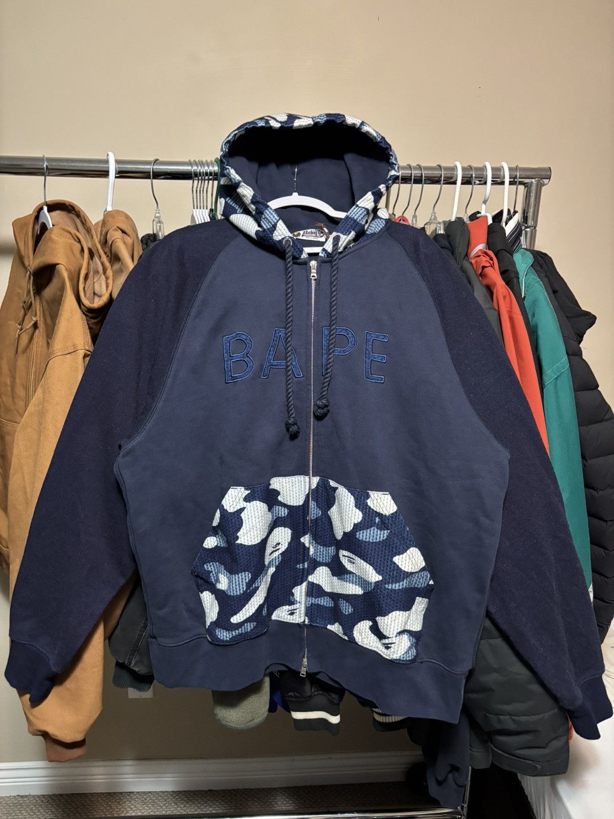 Bape BAPE Sashiko Camo Relaxed Fit Zip Hoodie Size US XXL / EU 58 / 5 - 1 Thumbnail