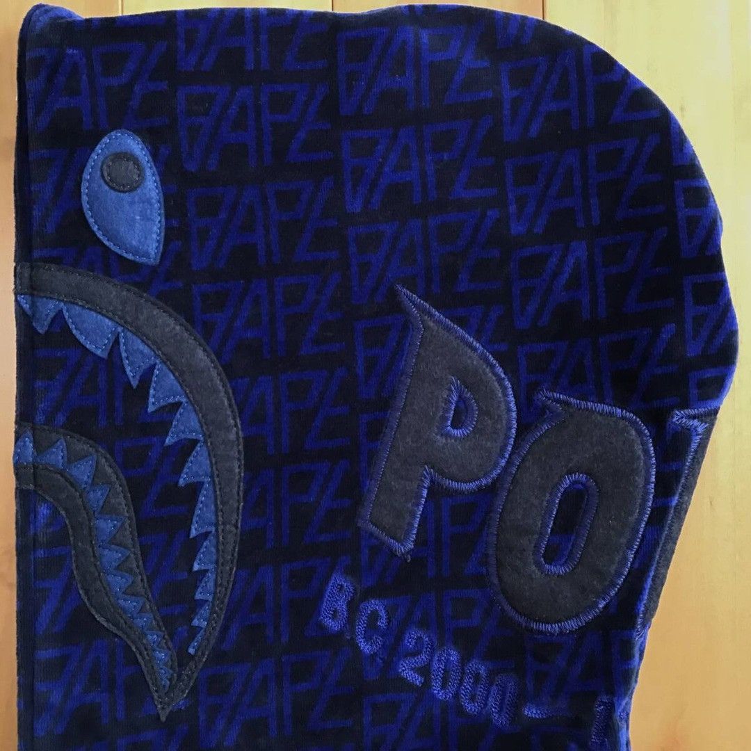 Bape BAPE Logo Monogram Velour Shark Full Zip Hoodie APE Size US S / EU 44-46 / 1 - 4 Thumbnail