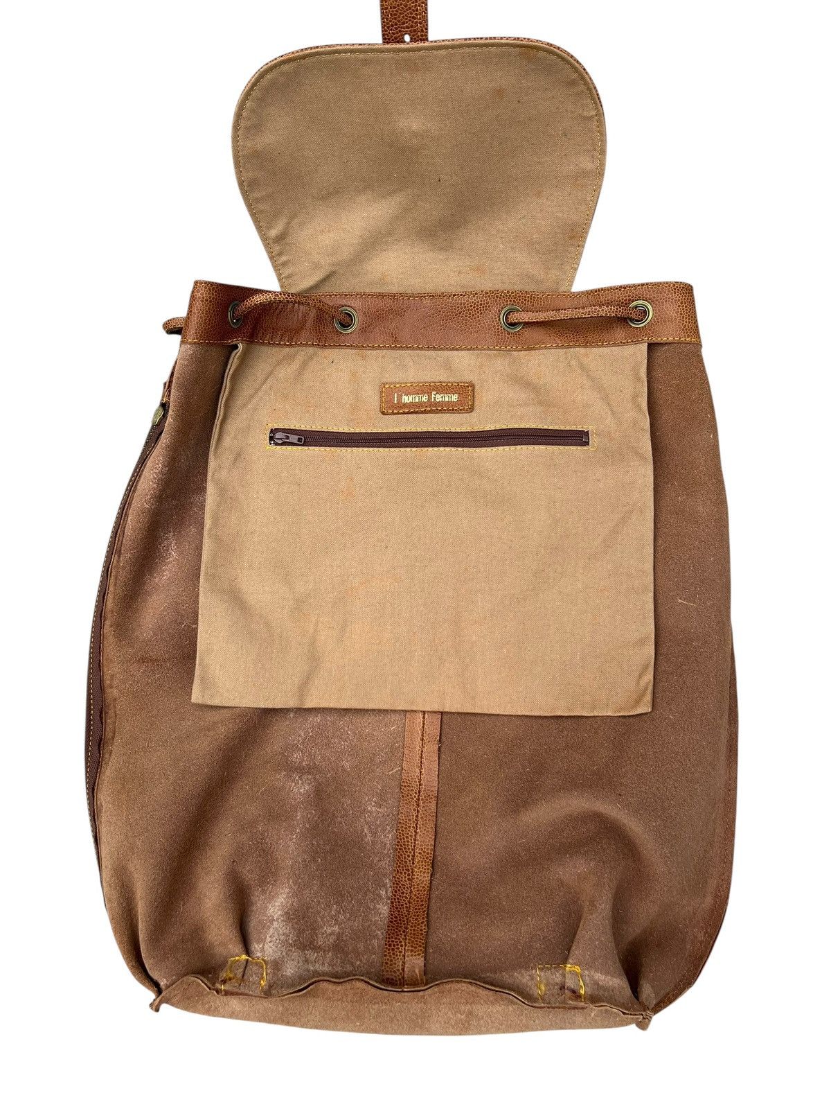 Leather Vintage L’ Homme Femme Leather Backpack Bag Size ONE SIZE - 21 Thumbnail