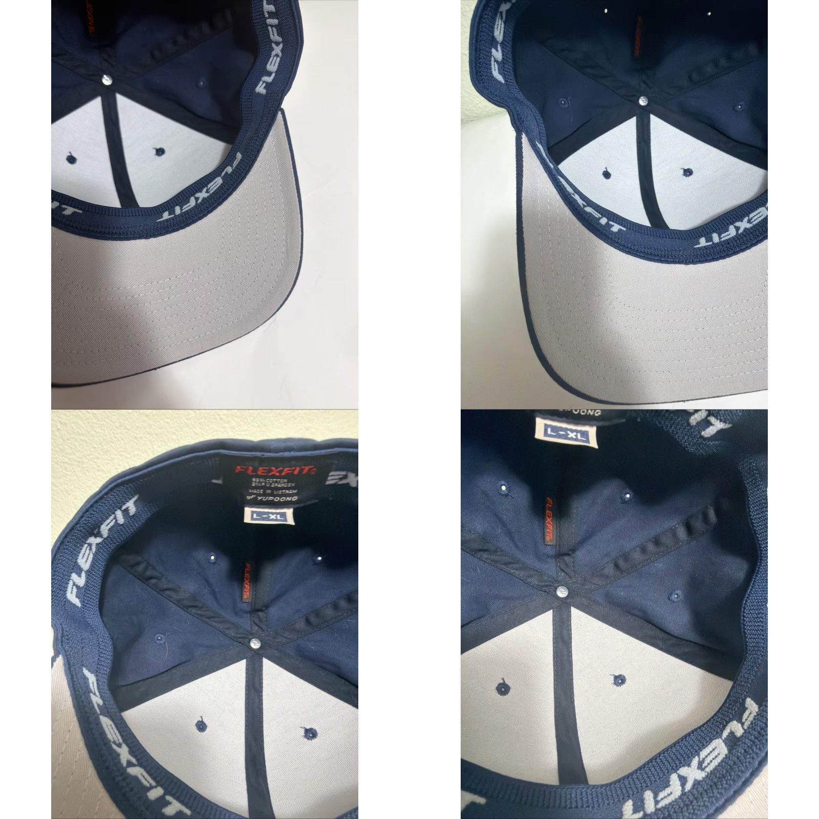 Vintage Blank Navy Blue Flex Hat Size L/XL Baseball Cap Men Flexfit Hat Size ONE SIZE - 9 Thumbnail