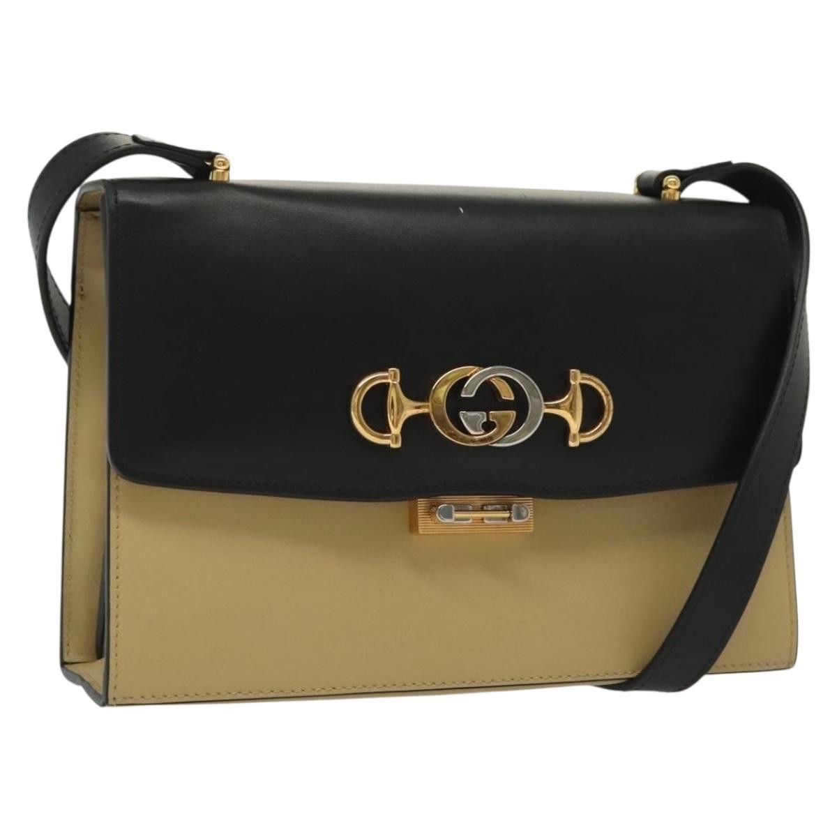 Gucci GUCCI Horsebit Zumi Shoulder Bag Leather Beige Gold Silver Size ONE SIZE - 1 Thumbnail
