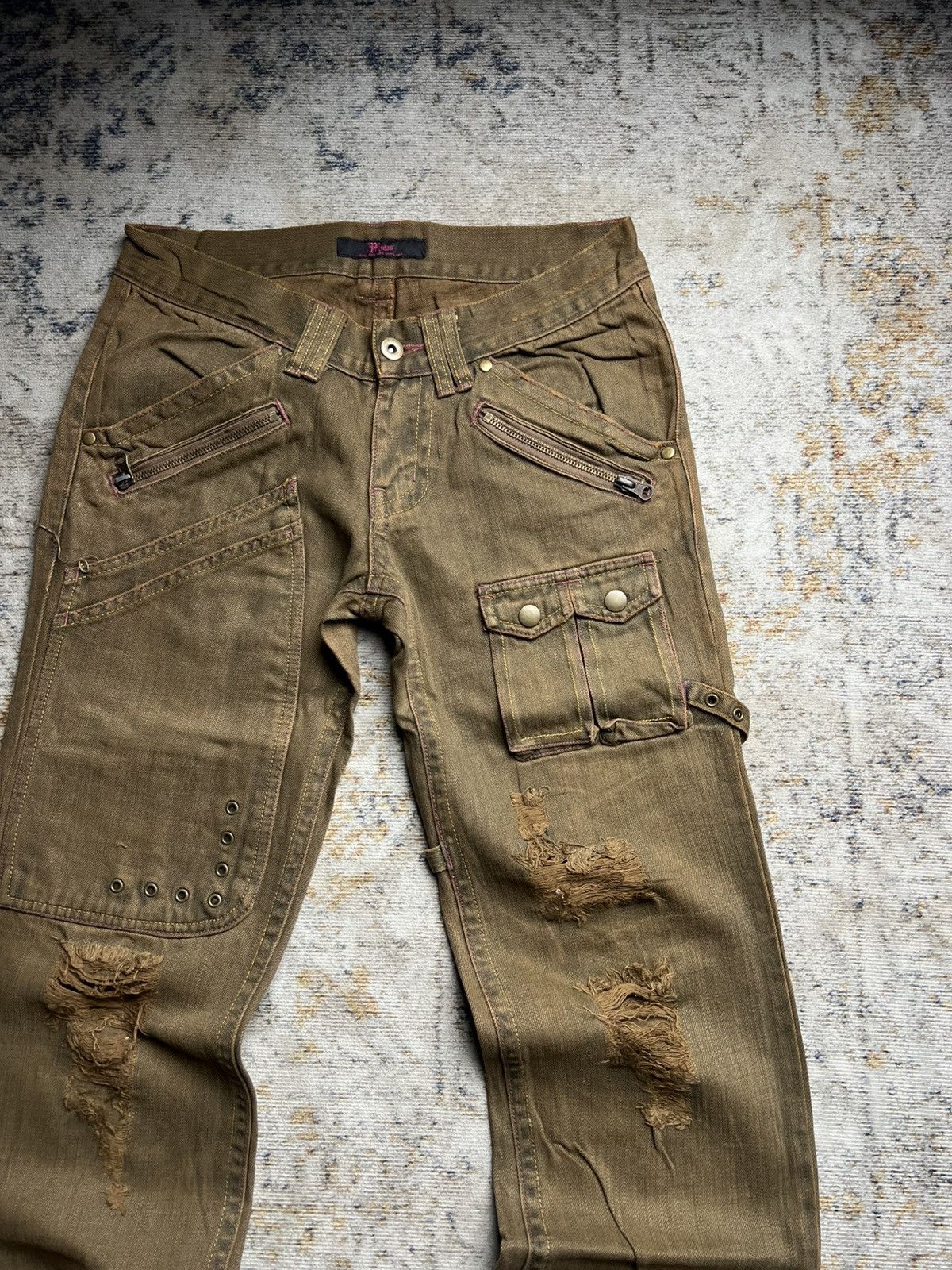 If Six Was Nine Midas Mud Max Bondage Distressed Flared Jeans Size US 30 / EU 46 - 3 Thumbnail