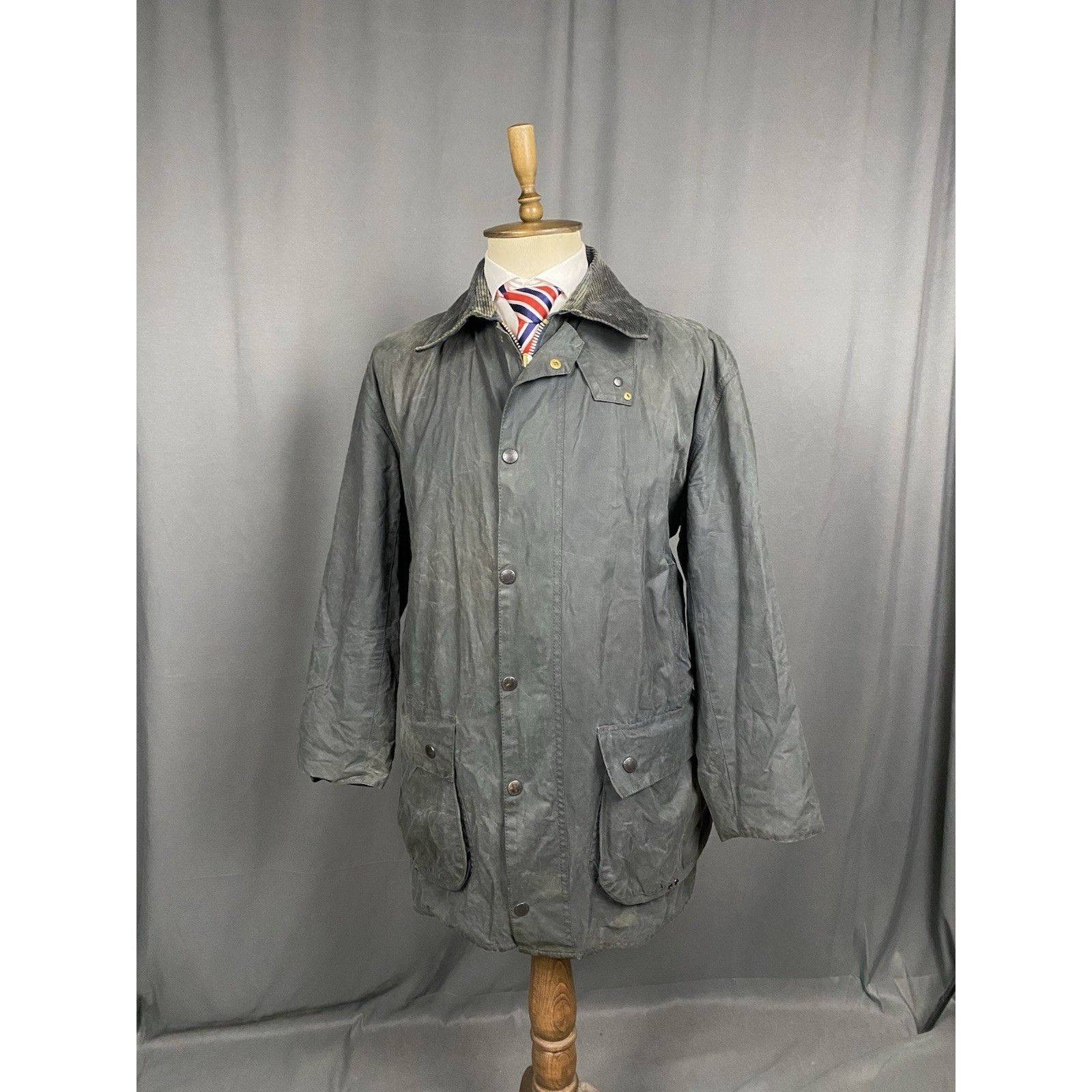 Barbour Barbour Border Vintage Men's Blue Waxed Jacket Size C44 Size US L / EU 52-54 / 3 - 3 Thumbnail