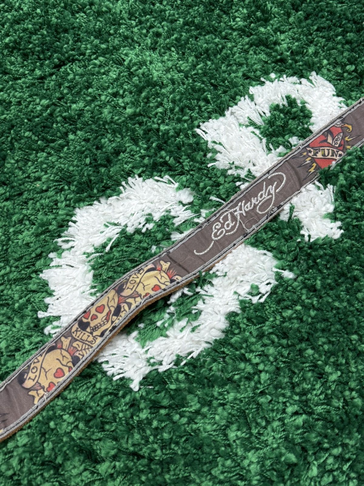 Ed Hardy Ed Hardy Canvas Skull Love Art Belt Medium y2k BB Rhinestone Size 34 - 3 Thumbnail