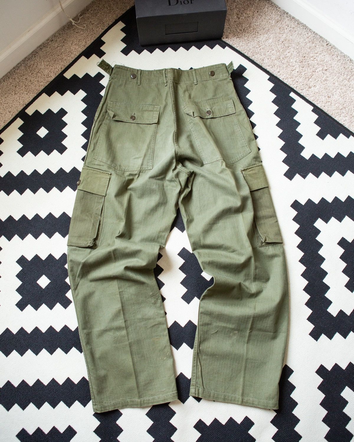 Vintage Vtg Military HBT Fatigue Cargo Pants Twill Herringbone Med Size US 32 / EU 48 - 6 Thumbnail