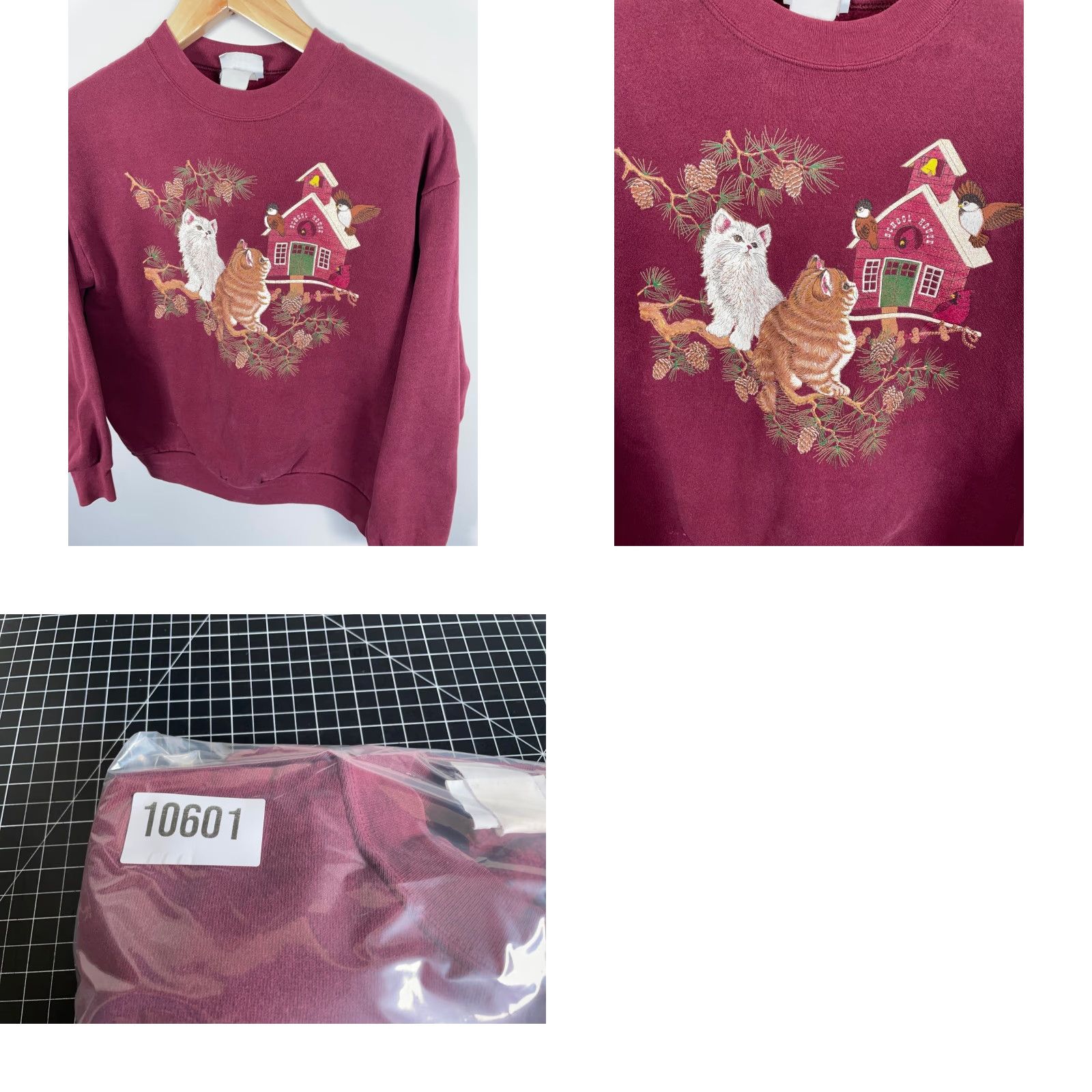 Endless VINTAGE Endless Designs Sweatshirt Woman Adult Large Dark Red 90s Bird Cat Nature Outdoor Raglan Crew Neck Pullover Graphic Print Cotton Blend Fleece Size L / US 10 / IT 46 - 9 Thumbnail