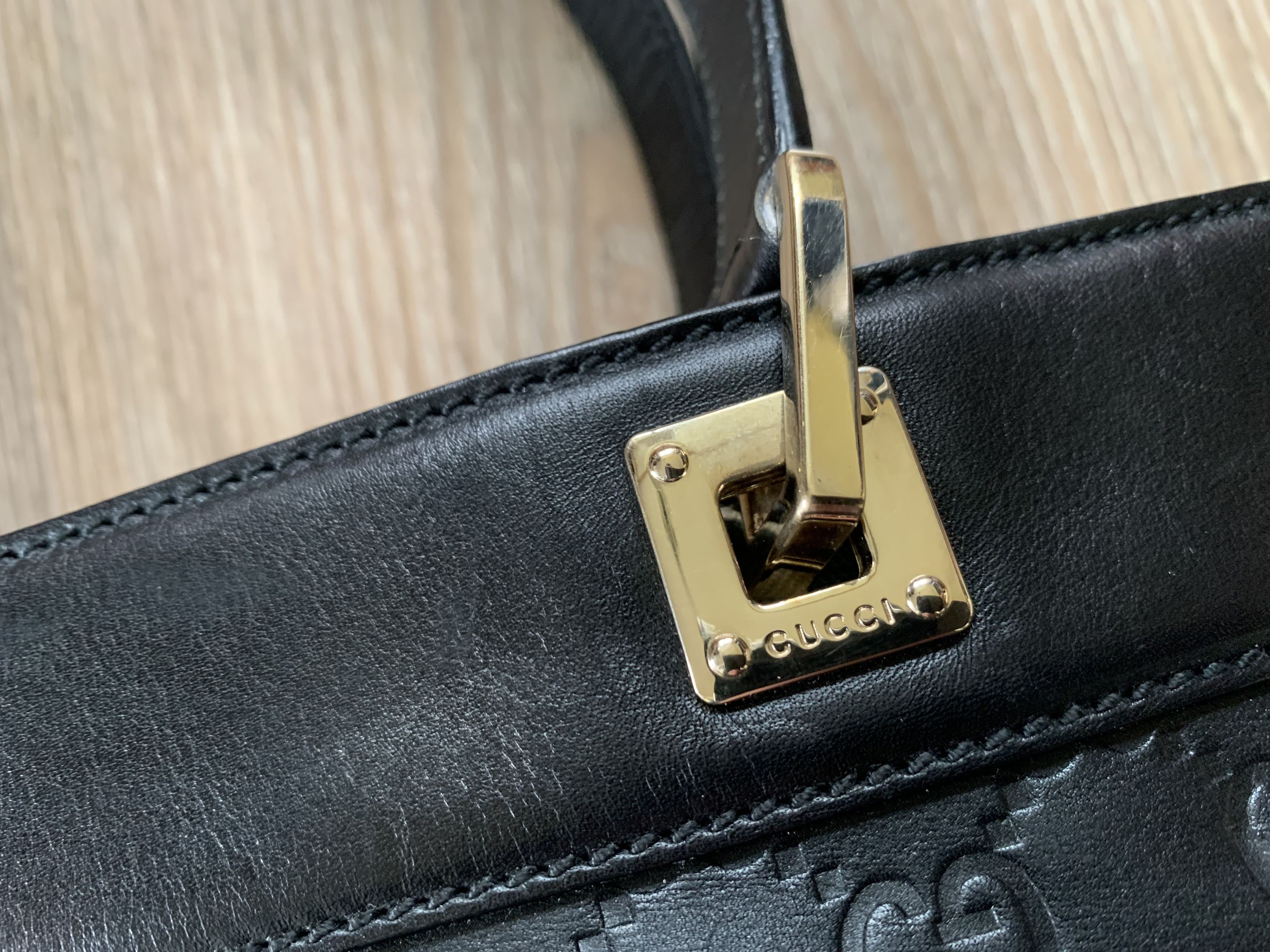 Gucci Vintage Gucci Guccissima Monogram Black Leather Handbag Size ONE SIZE - 10 Thumbnail