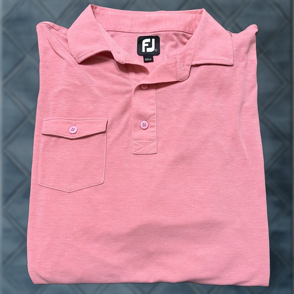 Footjoy Footjoy Polo Shirt Mens Large Pink Salmon Pocket Performance Stretch Short Sleeve Collared Golf Breathable All Seasons Logo Size US L / EU 52-54 / 3 - 1 Thumbnail