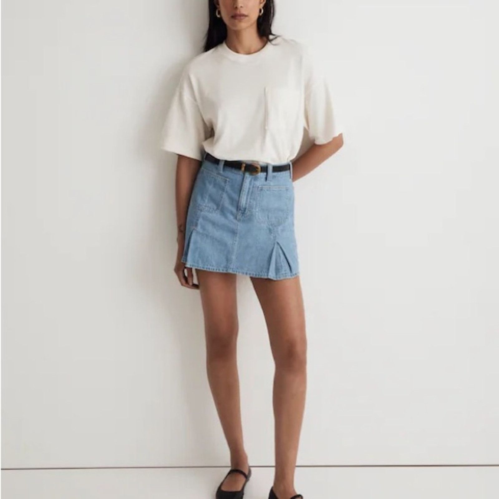 Madewell Madewell Pleated Denim ALine Mini Skirt Womens 27 Stilecroft Size 27" / US 4 / IT 40 - 2 Thumbnail