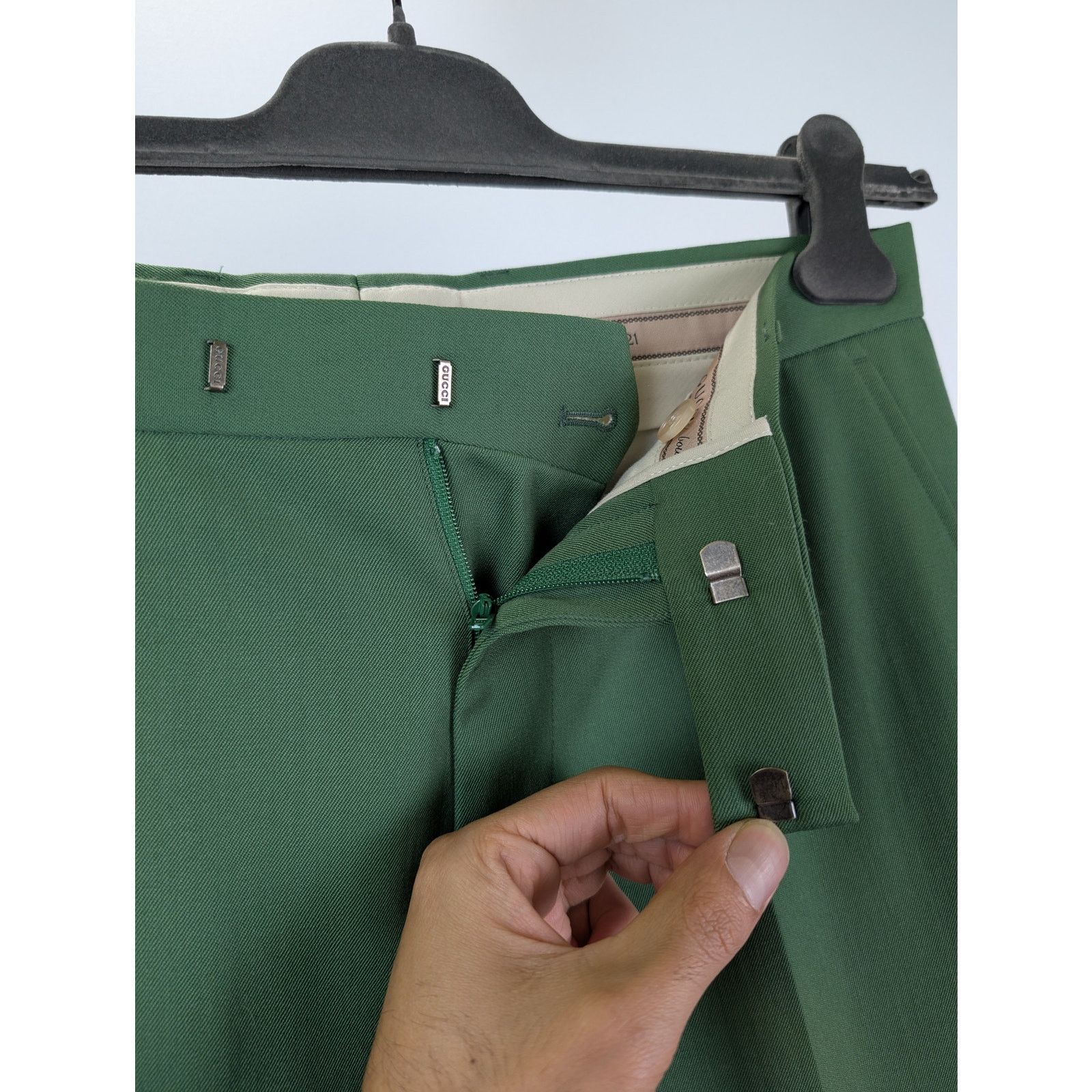 Gucci o1rshd1 Aria Pant English Wool Gabardine Pants Sage Green Size US 30 / EU 46 - 6 Thumbnail