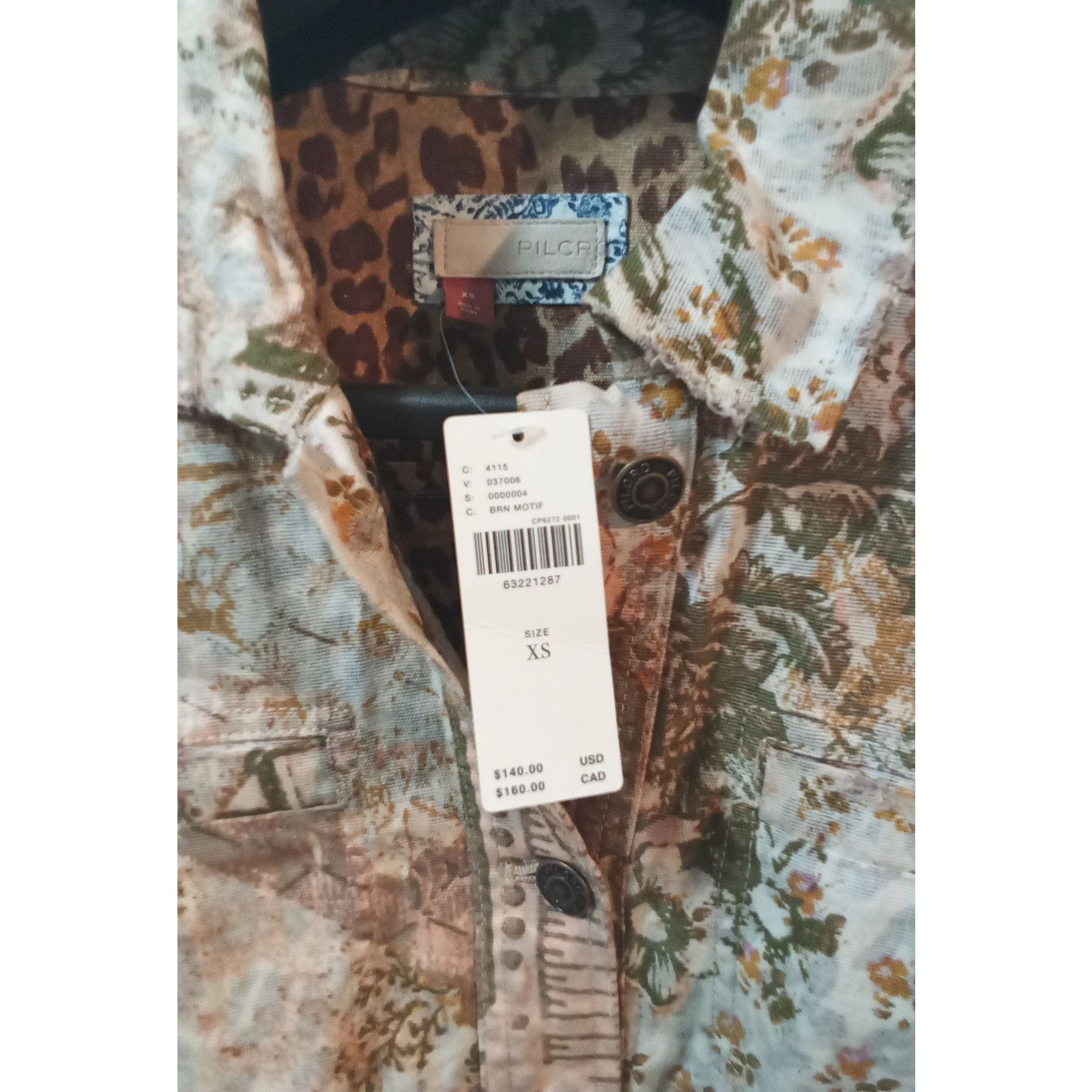 Anthropologie Anthropologie Pilcro Cream Brown Cotton Floral Jacket Size XS / US 0-2 / IT 36-38 - 3 Thumbnail