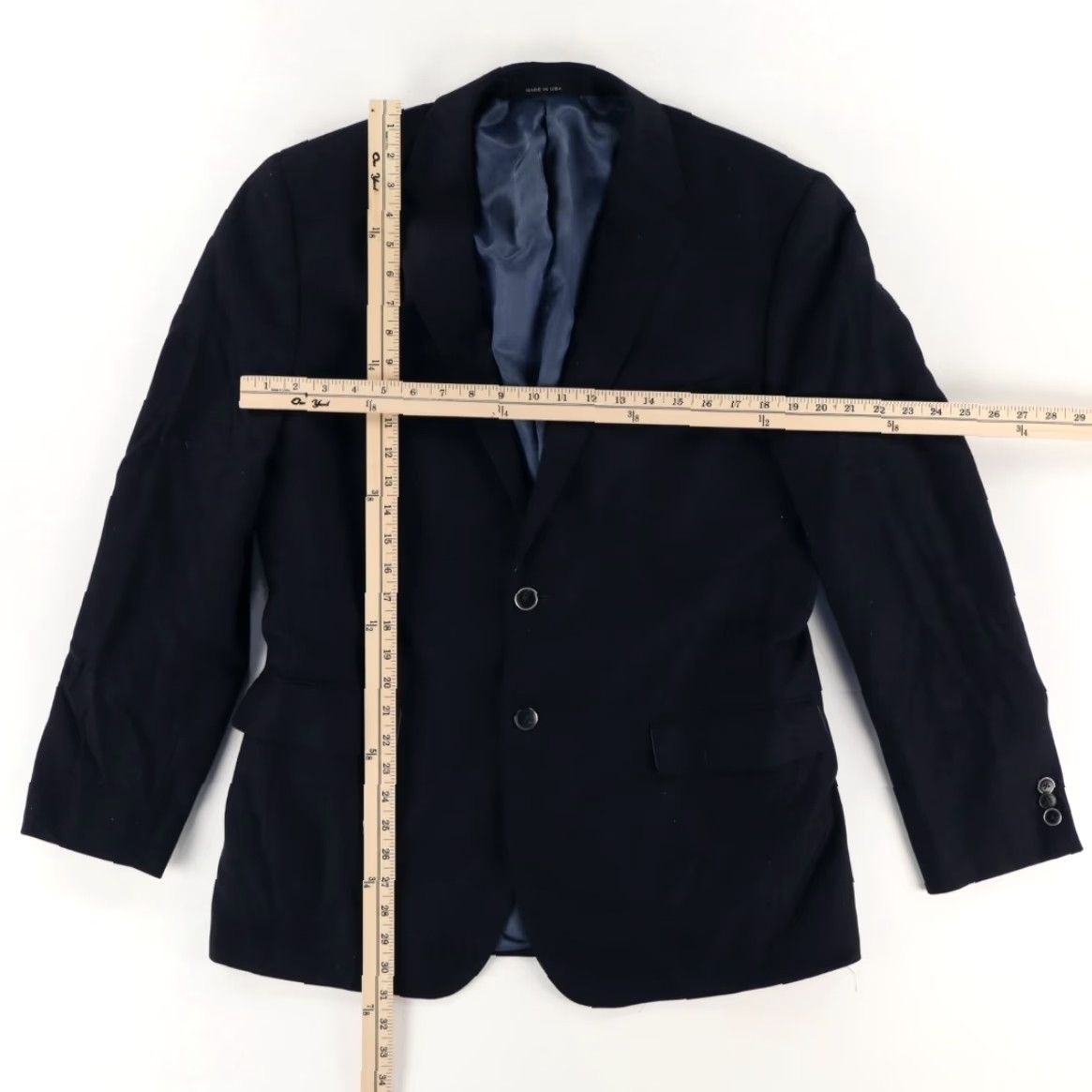 Saks Fifth Avenue Saks Fifth Avenue Super 120s Loro Piana Blazer Hopsack Navy Jacket Mens 42R Size 42R - 4 Thumbnail