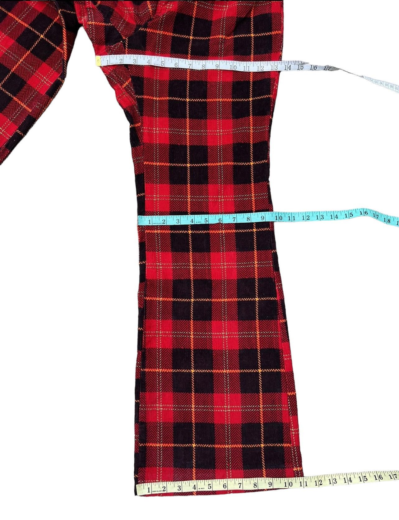 Vintage Vintage 70s Psychedelic Plaid Tartan Flare Cord Trouser Size US 32 / EU 48 - 4 Thumbnail