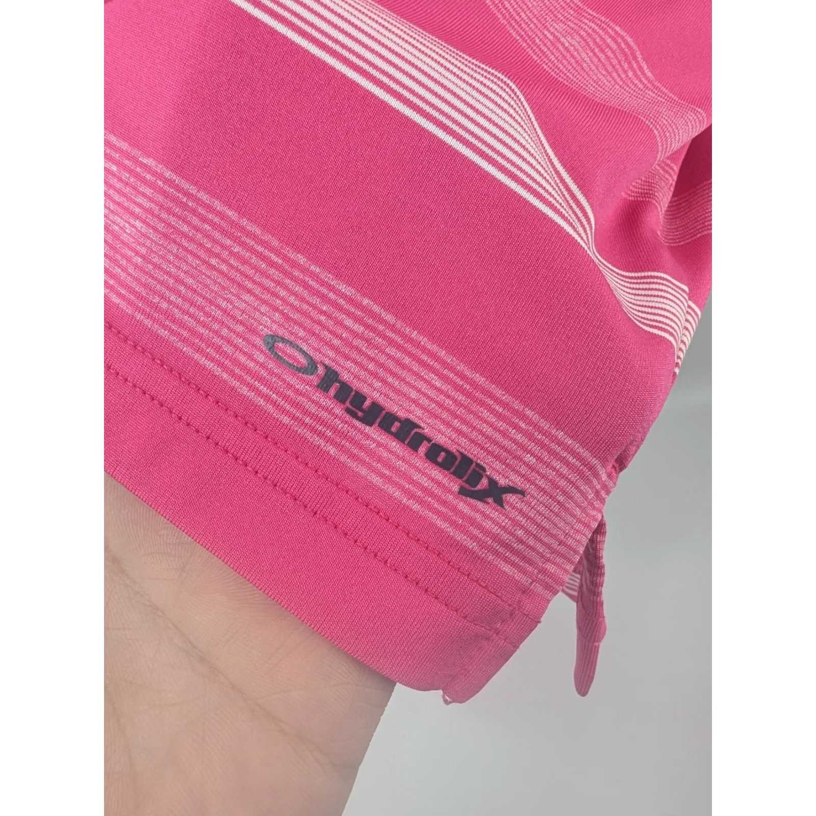 Oakley OAKLEY Polo Golf Shirt Pink Stripe Men's XL Regular Fit Hydrolix Casual Size US XL / EU 56 / 4 - 4 Thumbnail
