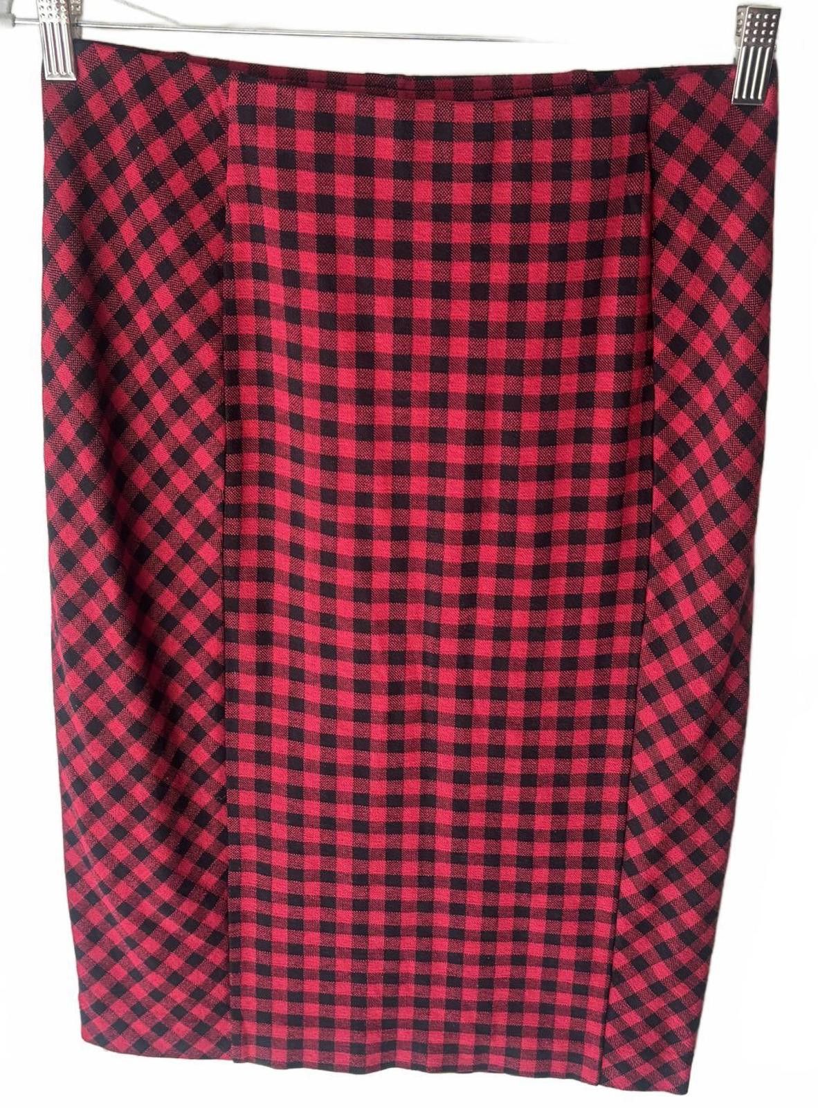 J. Jill J. Jill Red and Black Checkered Pencil Skirt Size 26" / US 2 / IT 38 - 1 Thumbnail