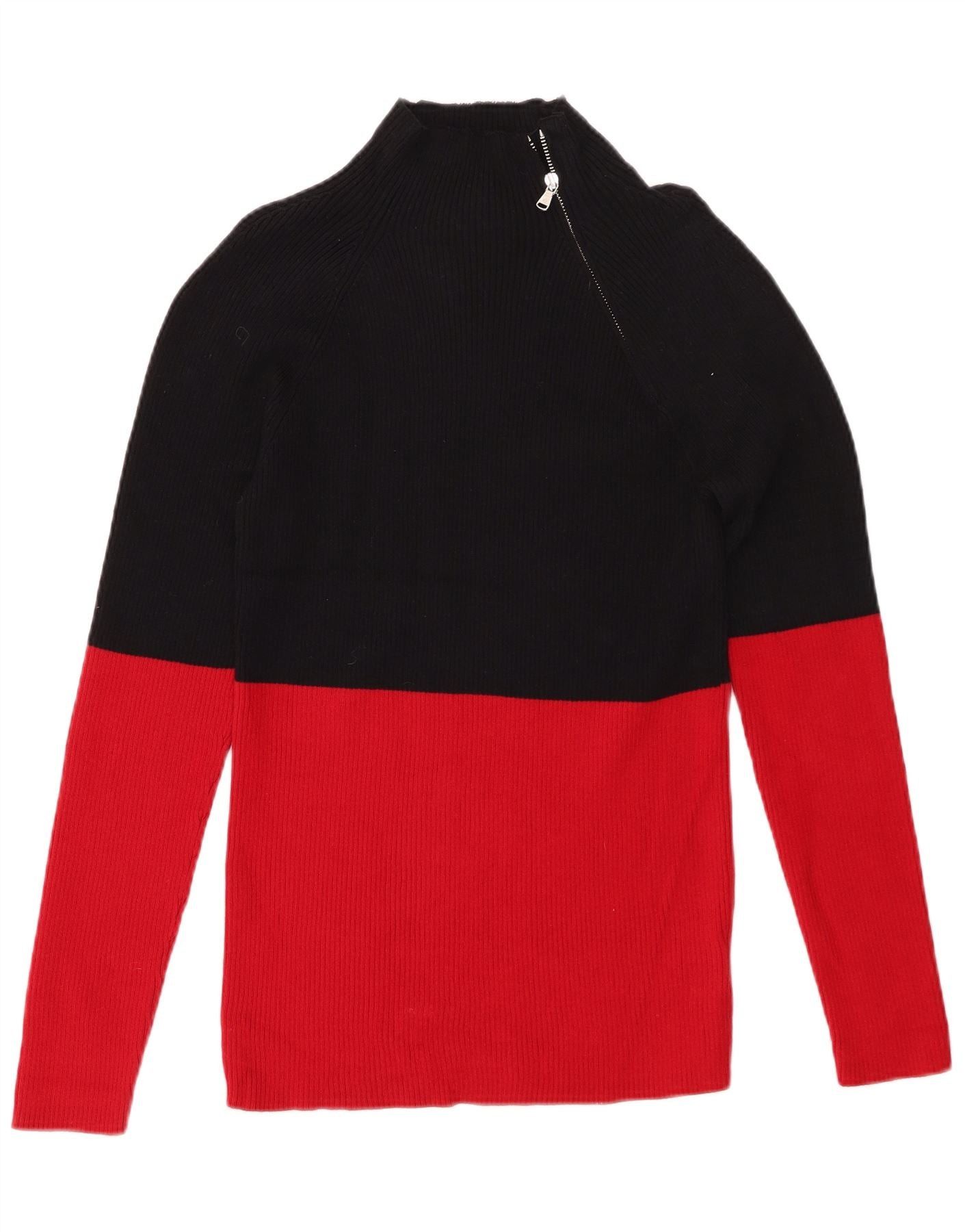 Ralph Lauren Womens Zip Neck Jumper Sweater UK 14 Large Black Colourblock Size XS / US 0-2 / IT 36-38 - 1 Thumbnail
