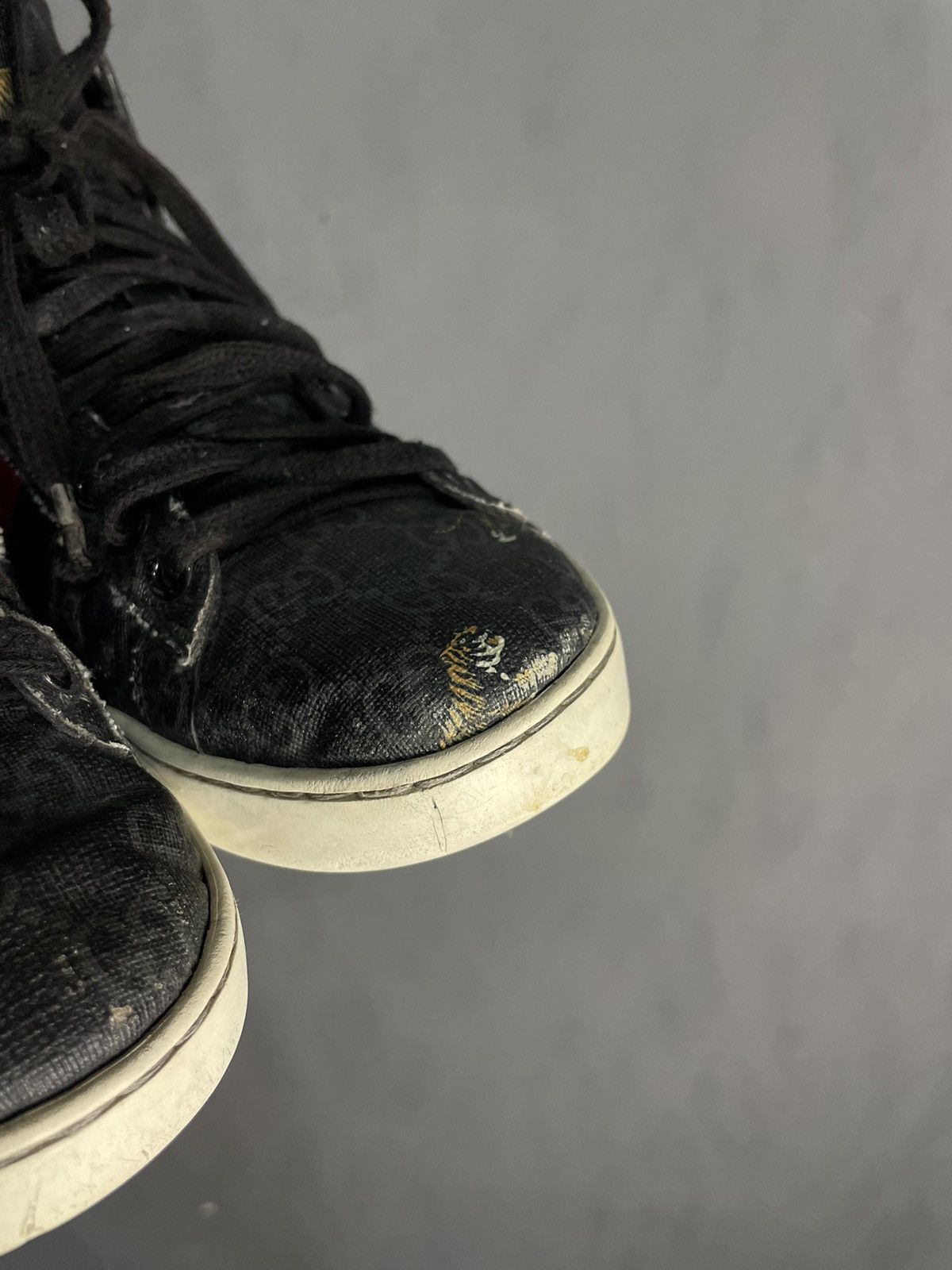 Gucci Gucci Ace Web GG Supreme Monogram Tiger Canvas Gray High top Size US 6 / EU 39 - 5 Thumbnail