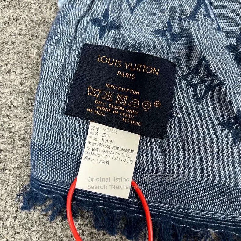 Louis Vuitton Louis Vuitton Cowboy blue full print presbyopic shawl Size ONE SIZE - 4 Thumbnail