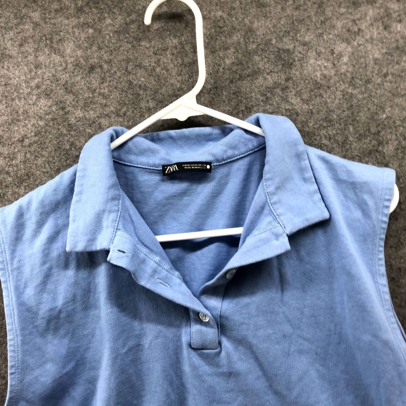 Zara Zara Polo Shirt Womens M Blue Cropped Cotton Sleeveless Preppy Short Sleeve Shirt Polo Cropped Knit Button Casual Summer Spring Regular Fit Womens Size M / US 6-8 / IT 42-44 - 3 Thumbnail