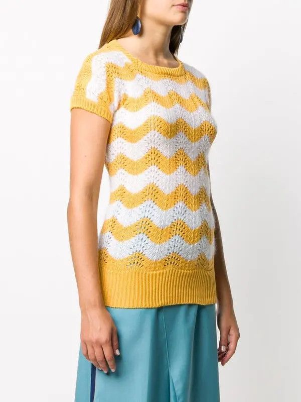 Marni o1y1125 Round Collar Sweater in White/Yellow Size XS / US 0-2 / IT 36-38 - 3 Thumbnail