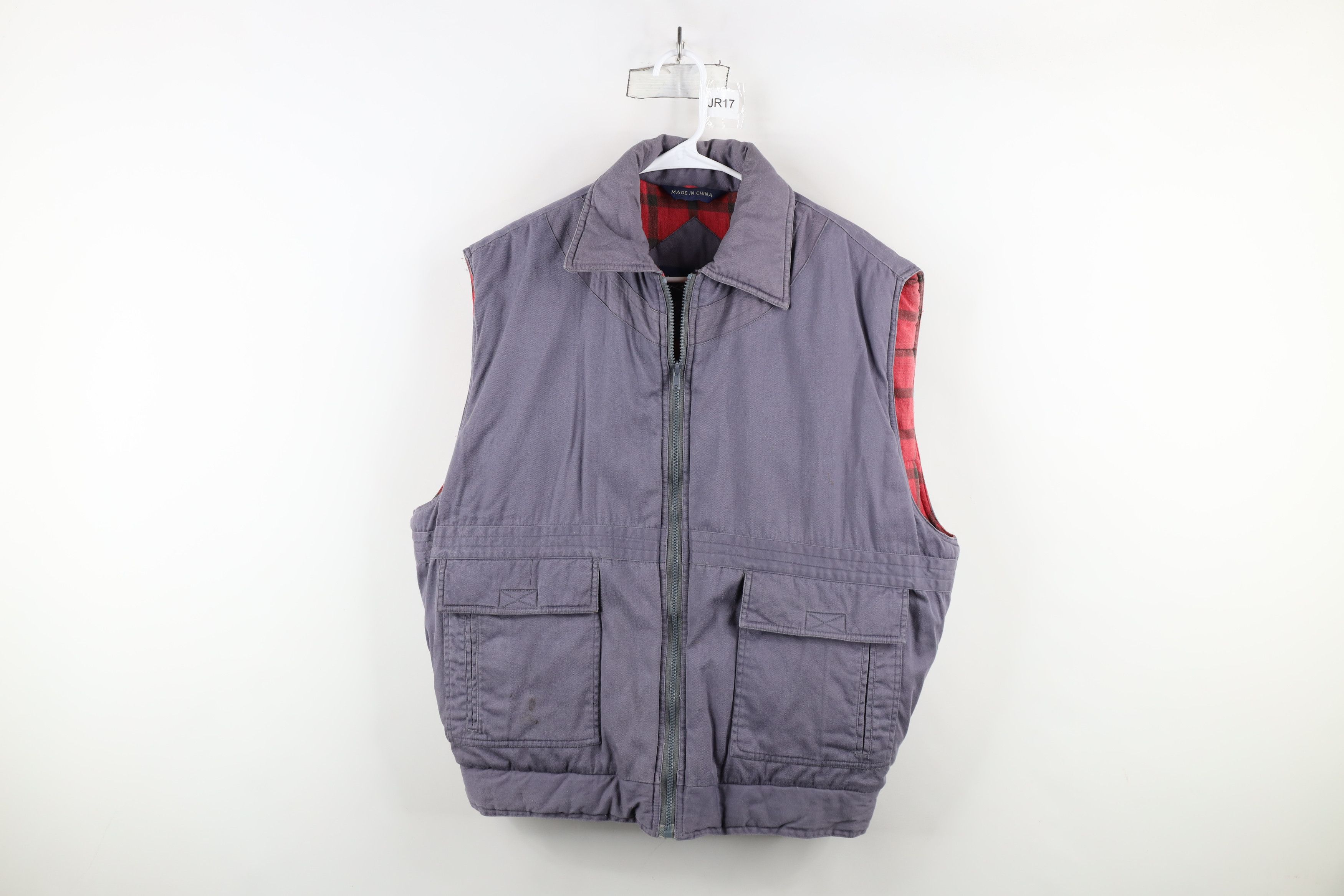 Vintage Vintage 90s Streetwear Flannel Lined Puffer Vest Jacket Gray Size US XXL / EU 58 / 5 - 1 Thumbnail
