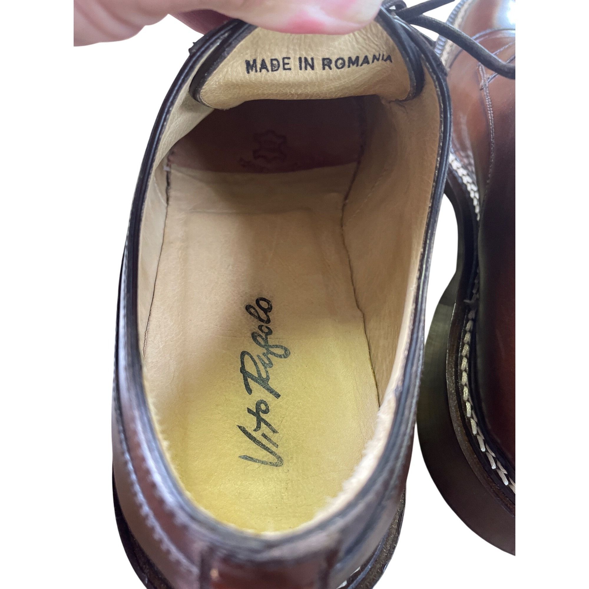 Designer Vito Rufolo Mens Brown Leather Oxford Dress Shoes Size 11D S Size US 11 / EU 44 - 9 Thumbnail