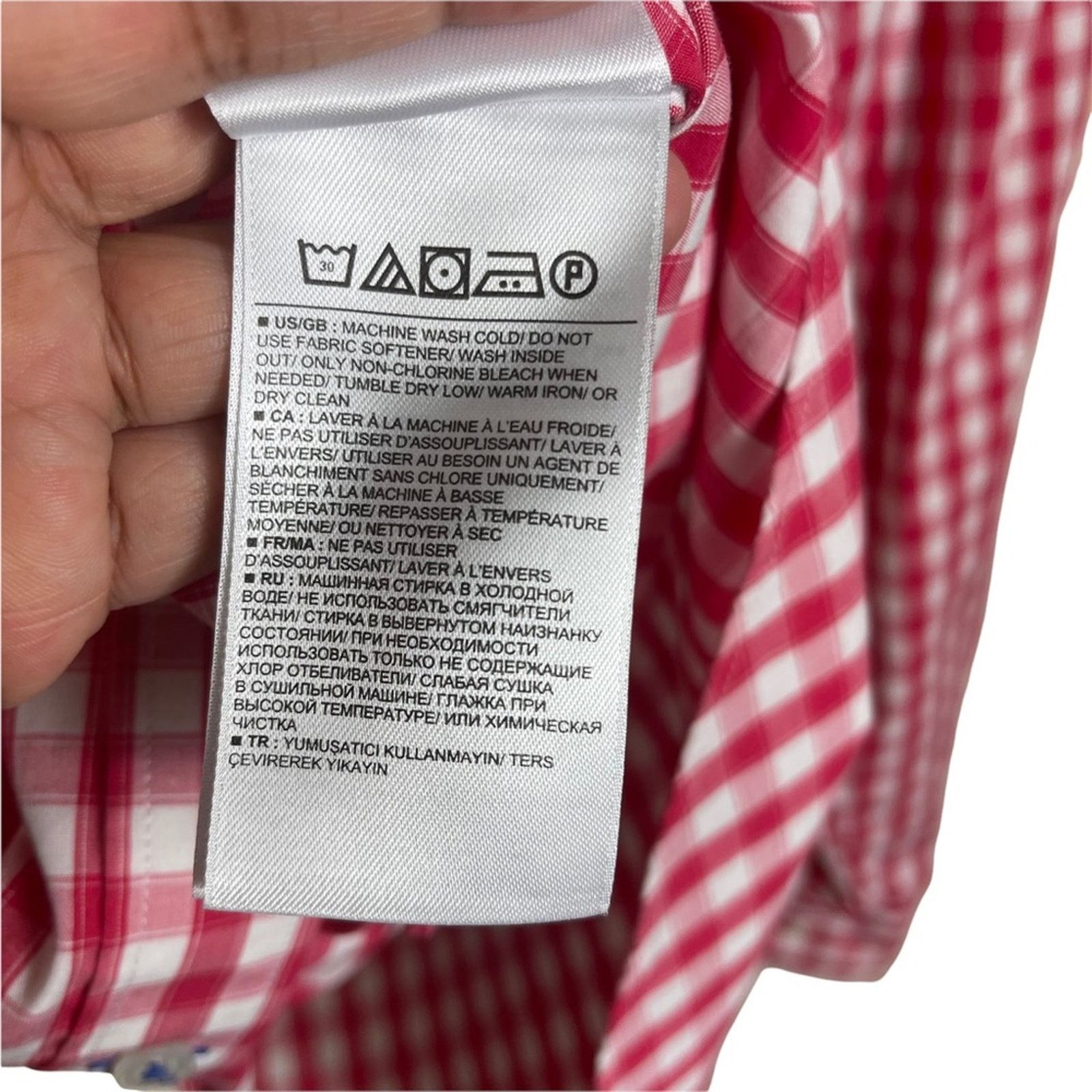Gap Gap Gingham No Iron Button Long Sleeve Shirt Red White Small Size US S / EU 44-46 / 1 - 8 Thumbnail