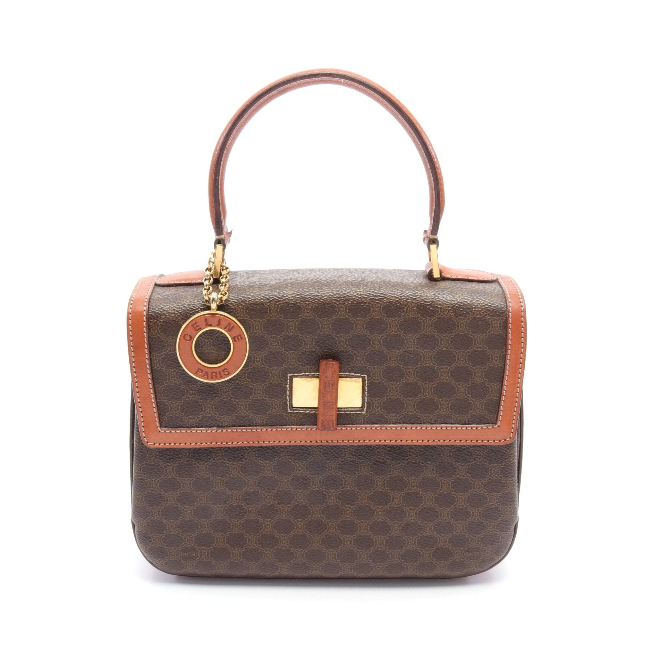 Celine Celine Macadam Handbag Leather Dark Brown Size ONE SIZE - 1 Thumbnail