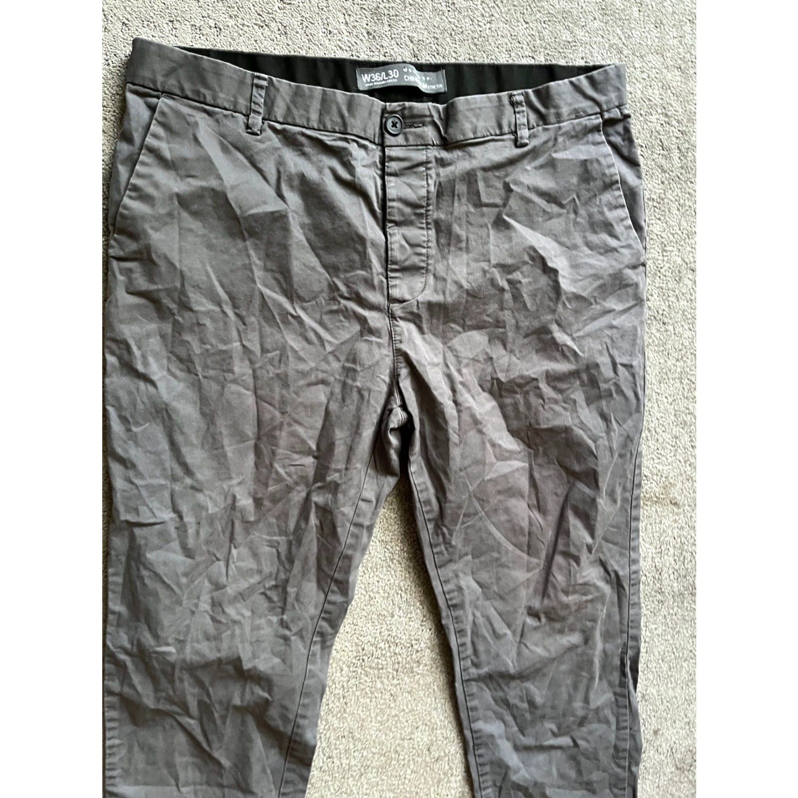 Denim & Co. Denim Co. Pants Men's Slim Stretch Chino 36x30 Gray Flat Front Slash Pocket Size US 36 / EU 52 - 2 Thumbnail