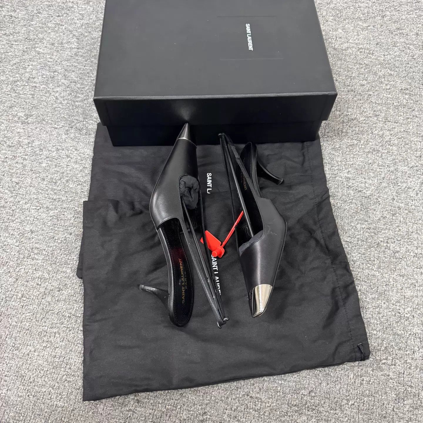 Saint Laurent Paris Saint Laurent SLP Heeled Sandals Metal Pointed Open Back Size US 6.5 / IT 36.5 - 4 Thumbnail