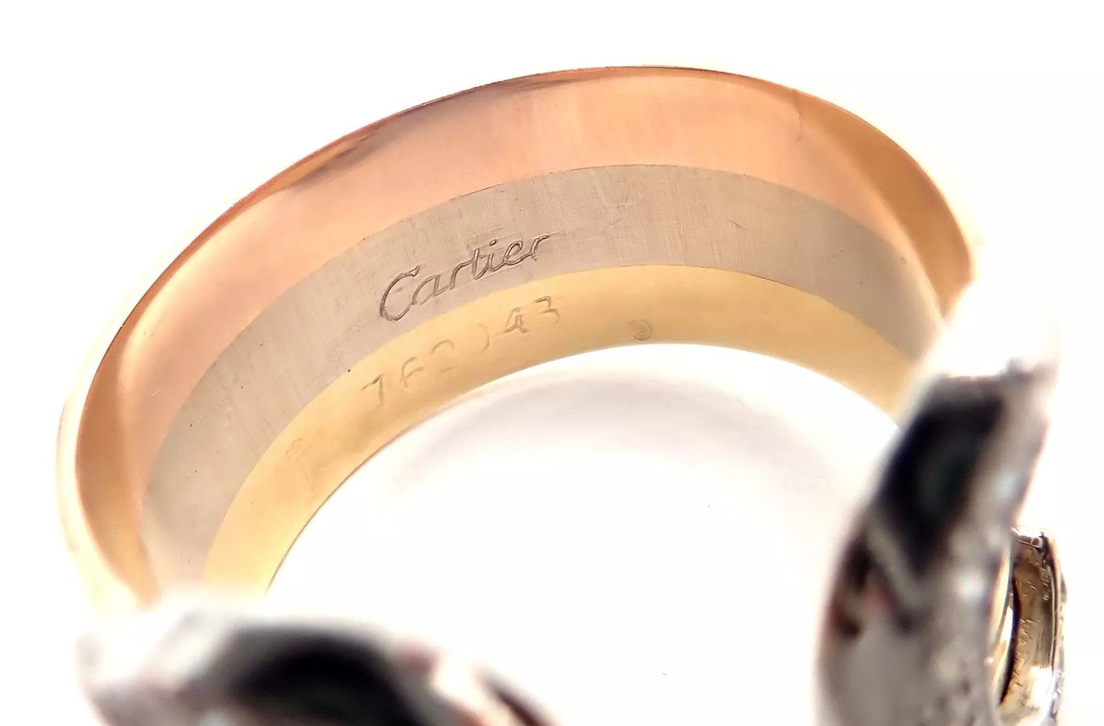 Cartier Cartier Diamond Double C 18k Tri-Color Gold Band Ring Size ONE SIZE - 8 Thumbnail