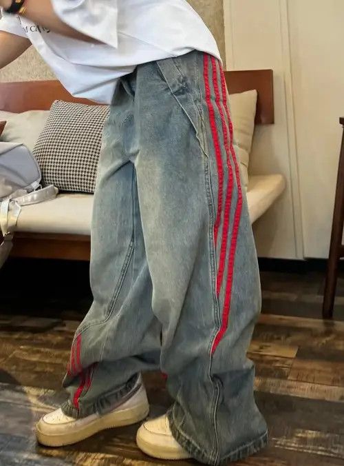 Japanese Brand Kimijima x Kumi Striped Quilted Distressed Jean Size US 29 - 2 Thumbnail