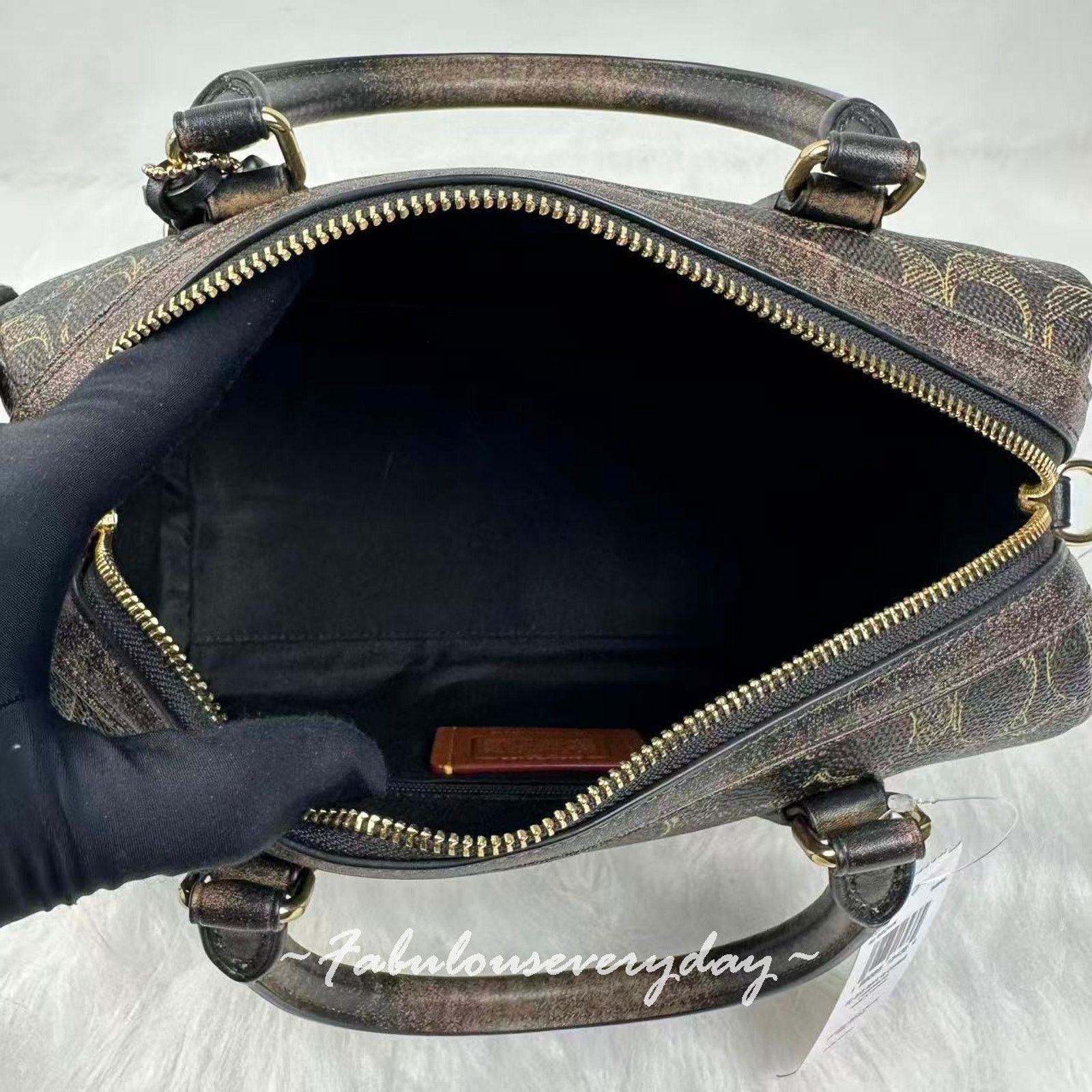 Coach Coach Rowan Satchel Loved Signature Canvas Charms Gold/Brown Size ONE SIZE - 7 Thumbnail