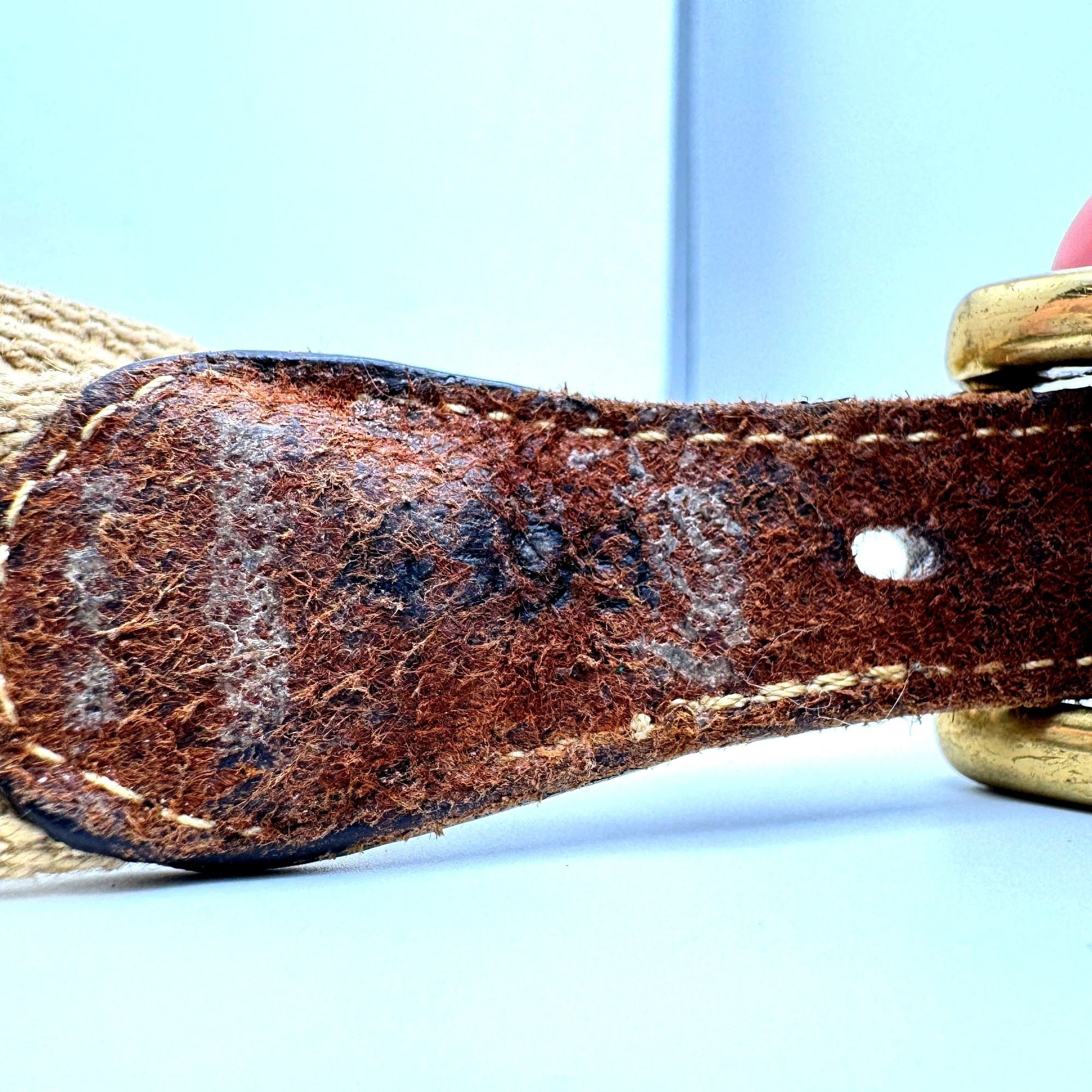 Jordache Jordache Vintage Leather Woven Rope Belt 80s 29.5" - 32" Ski Size ONE SIZE - 6 Thumbnail