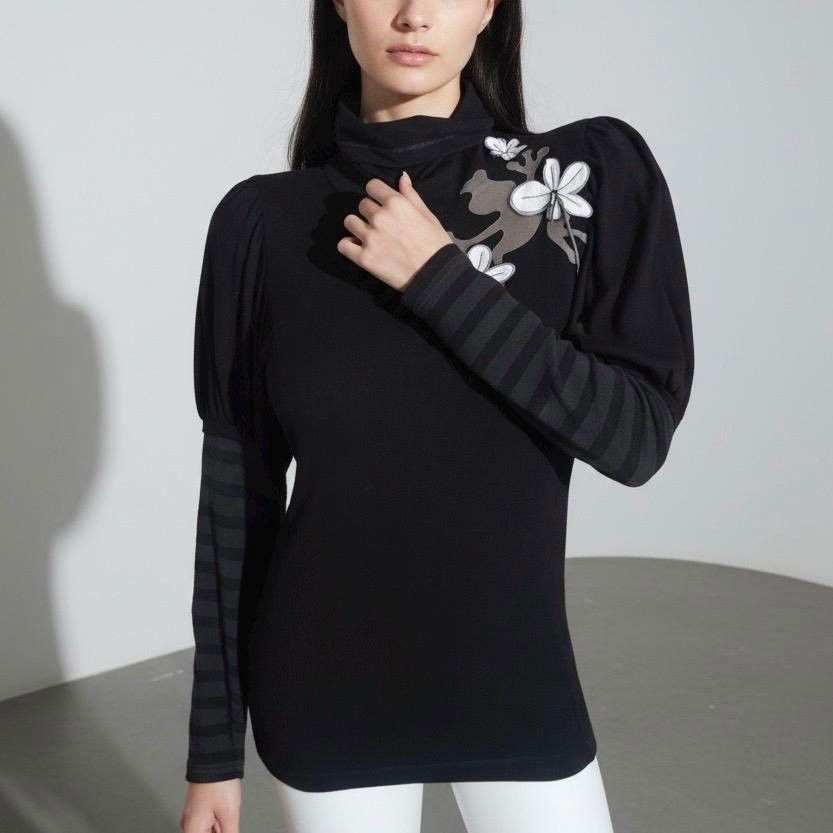 Cop Copine The Cop Copine Striped Top Puffy Sleeves Size ONE SIZE - 2 Thumbnail