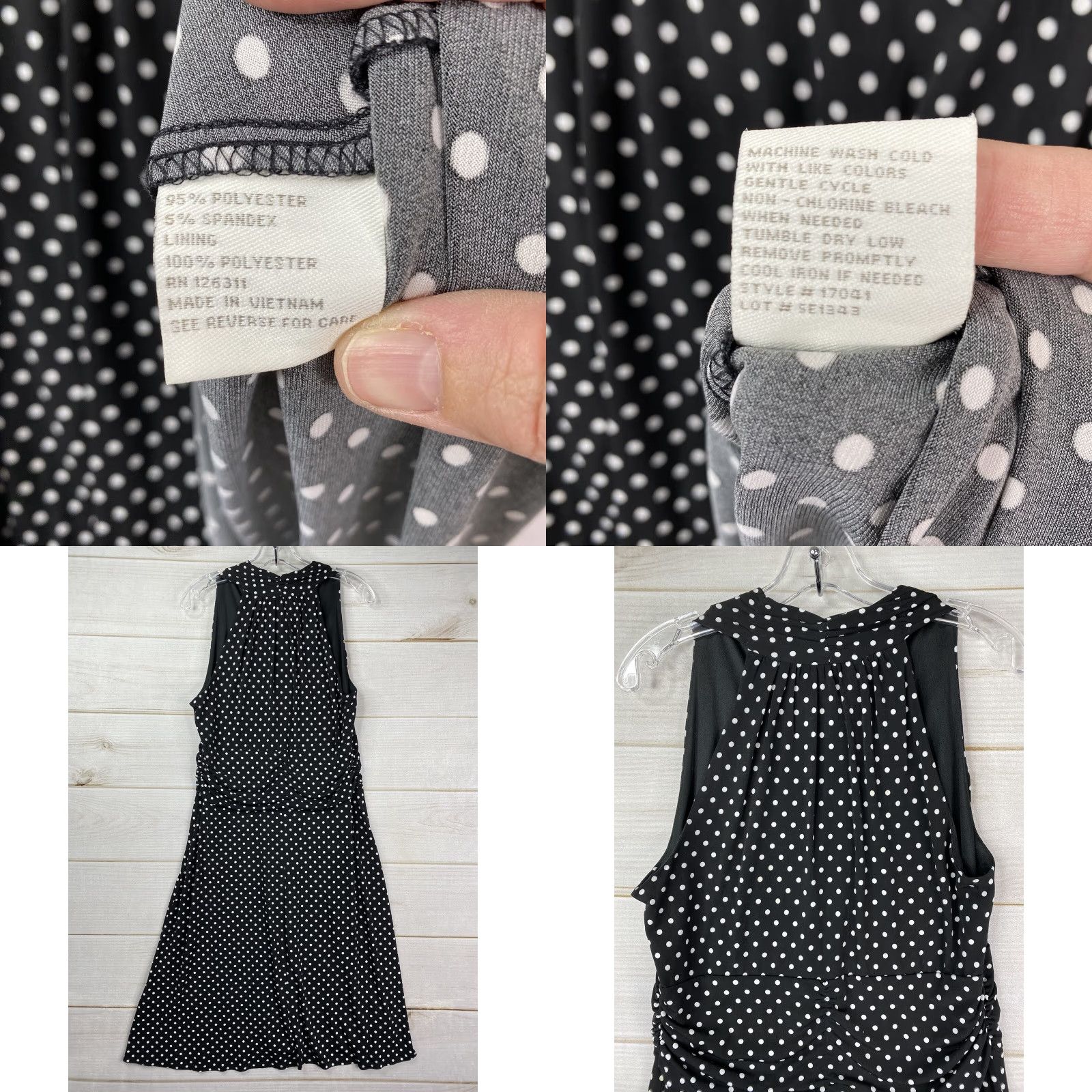 Vintage Ronni Nicole Dress Womens 16 Black Polka Dot V Neck Flowy Stretch Midi Ladies Sö Size XXL / US 16-18 / IT 52-54 - 8 Thumbnail