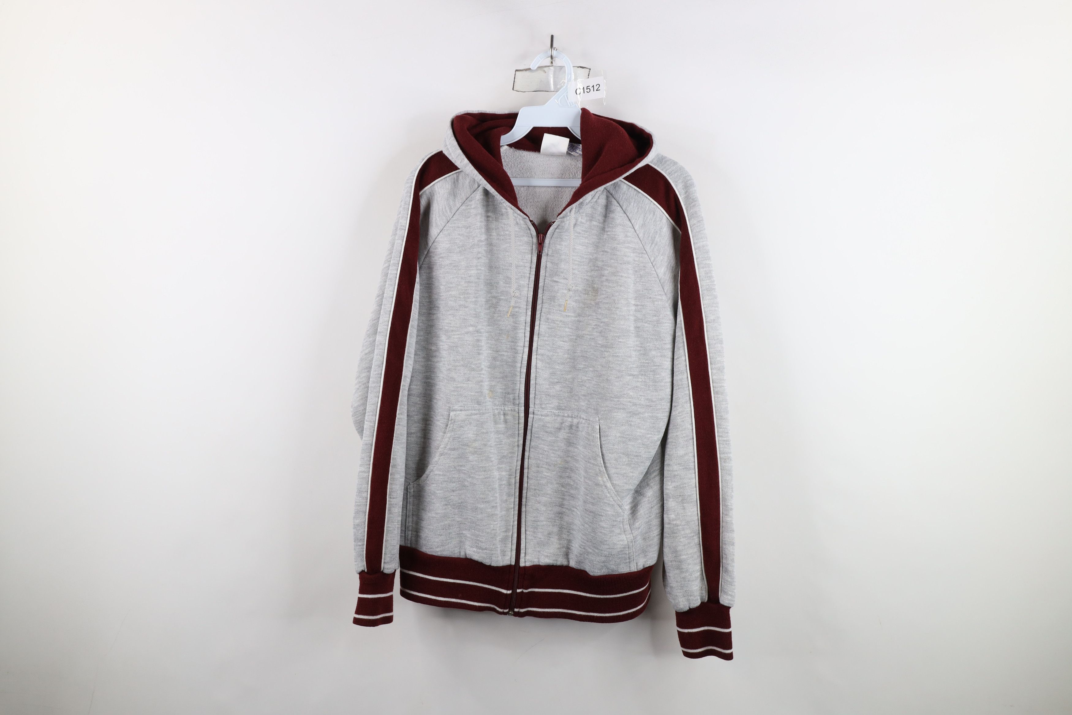 Vintage Vintage 70s Streetwear Triblend Full Zip Hoodie Sweatshirt Size US L / EU 52-54 / 3 - 1 Thumbnail