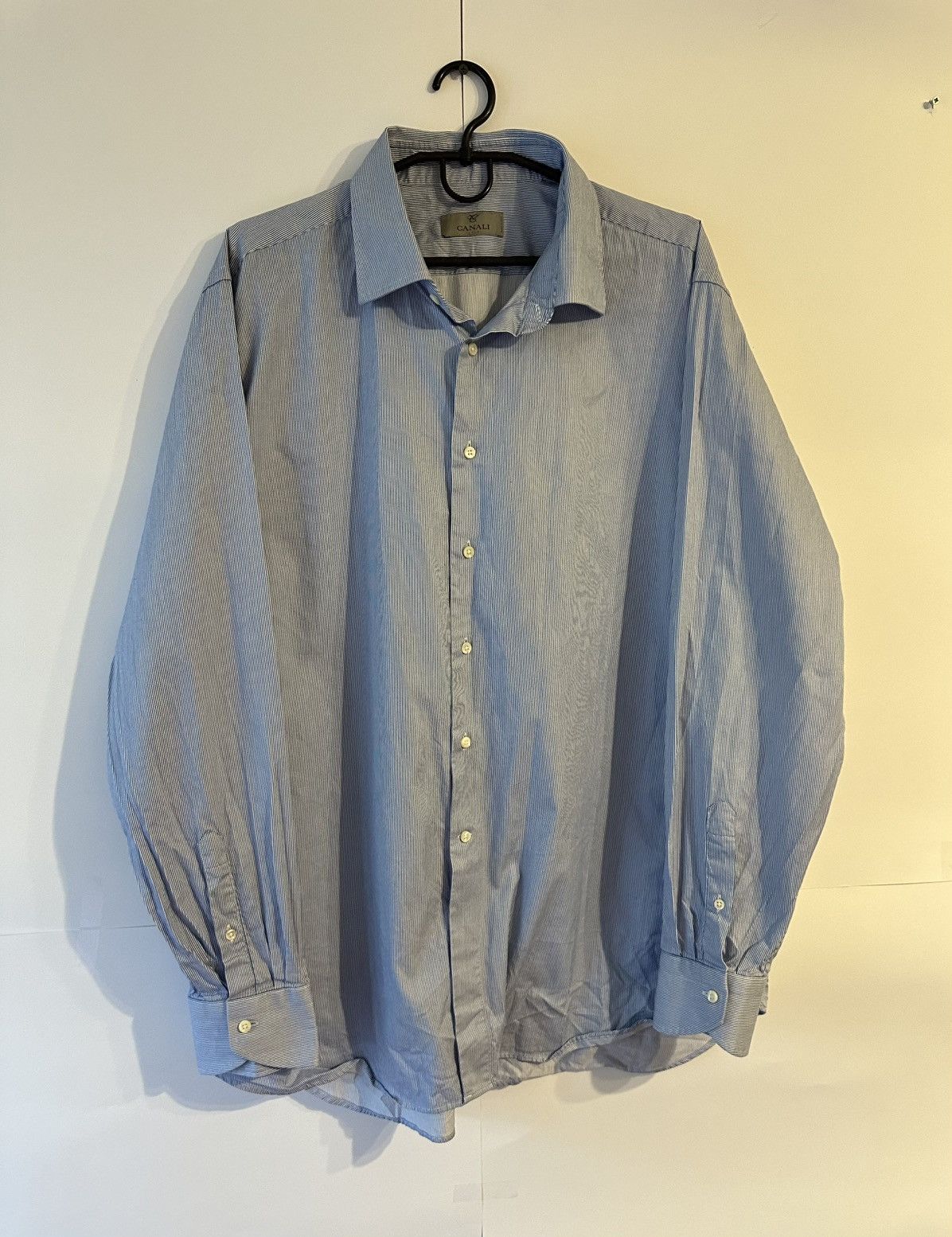 Canali Canali Luxury Striped Cotton Long Sleeve Shirt Made in Italy Size US XL / EU 56 / 4 - 1 Thumbnail